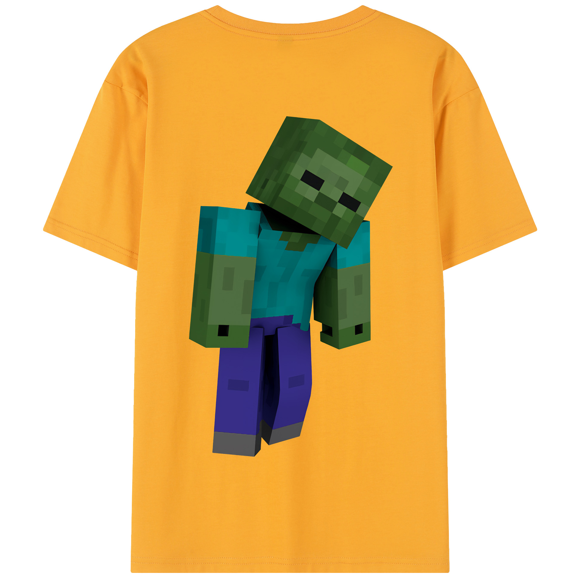 （画像用） マインクラフト ブロックの世界 Minecraft MC Block world 綿100％半袖Tシャツ（背面プリント）