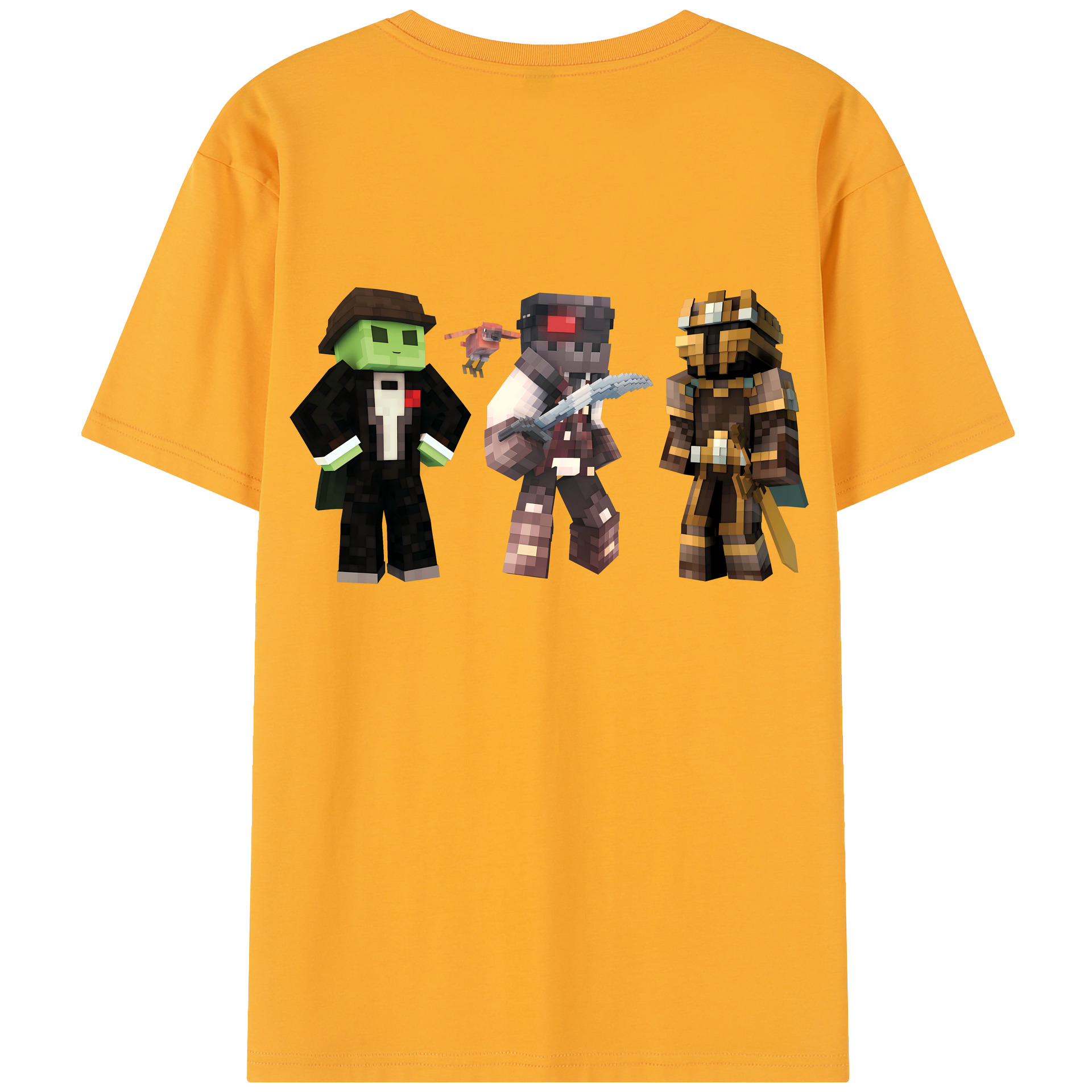 （画像用） マインクラフト ブロックの世界 Minecraft MC Block world 綿100％半袖Tシャツ（背面プリント）