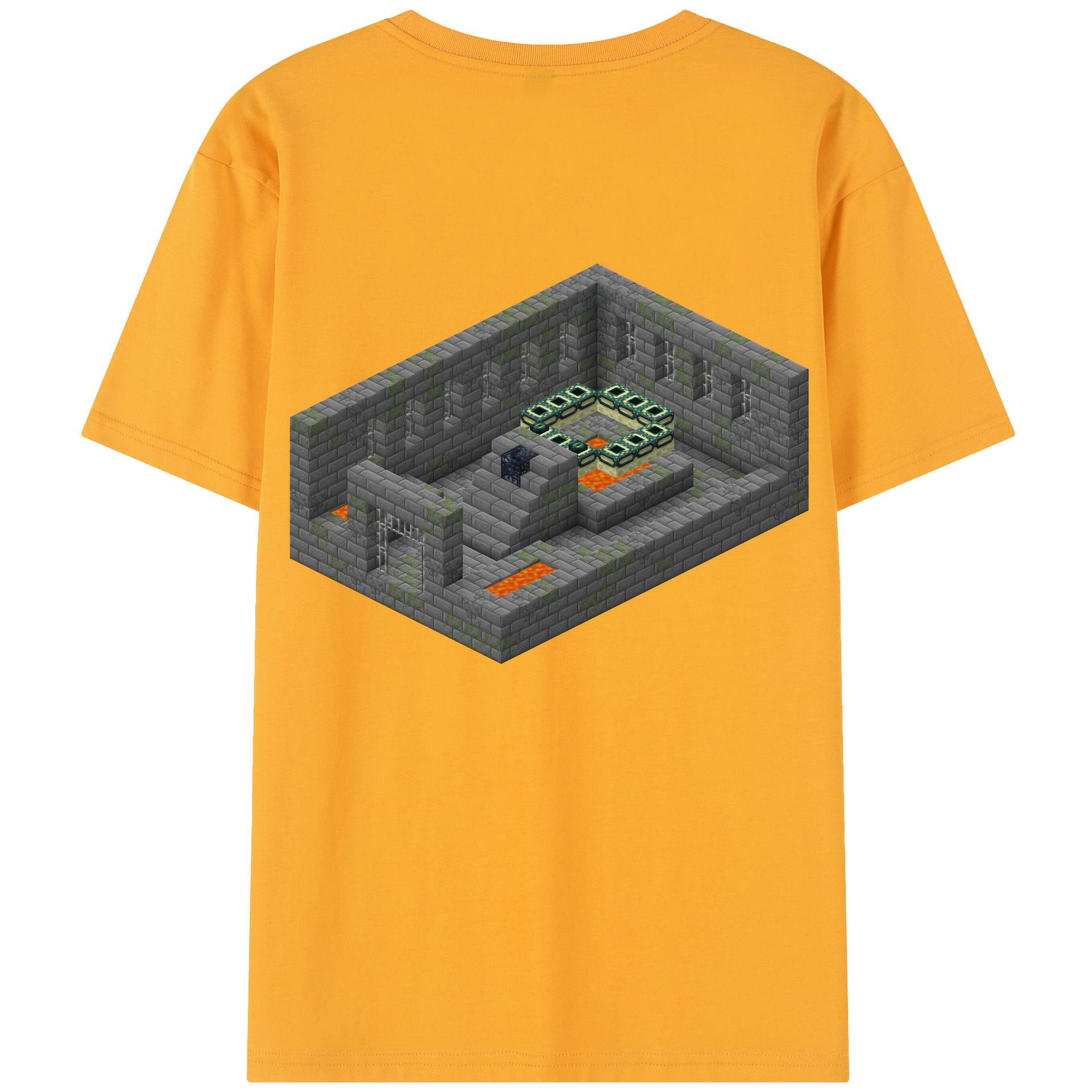 （画像用） マインクラフト ブロックの世界 Minecraft MC Block world 綿100％半袖Tシャツ（背面プリント）