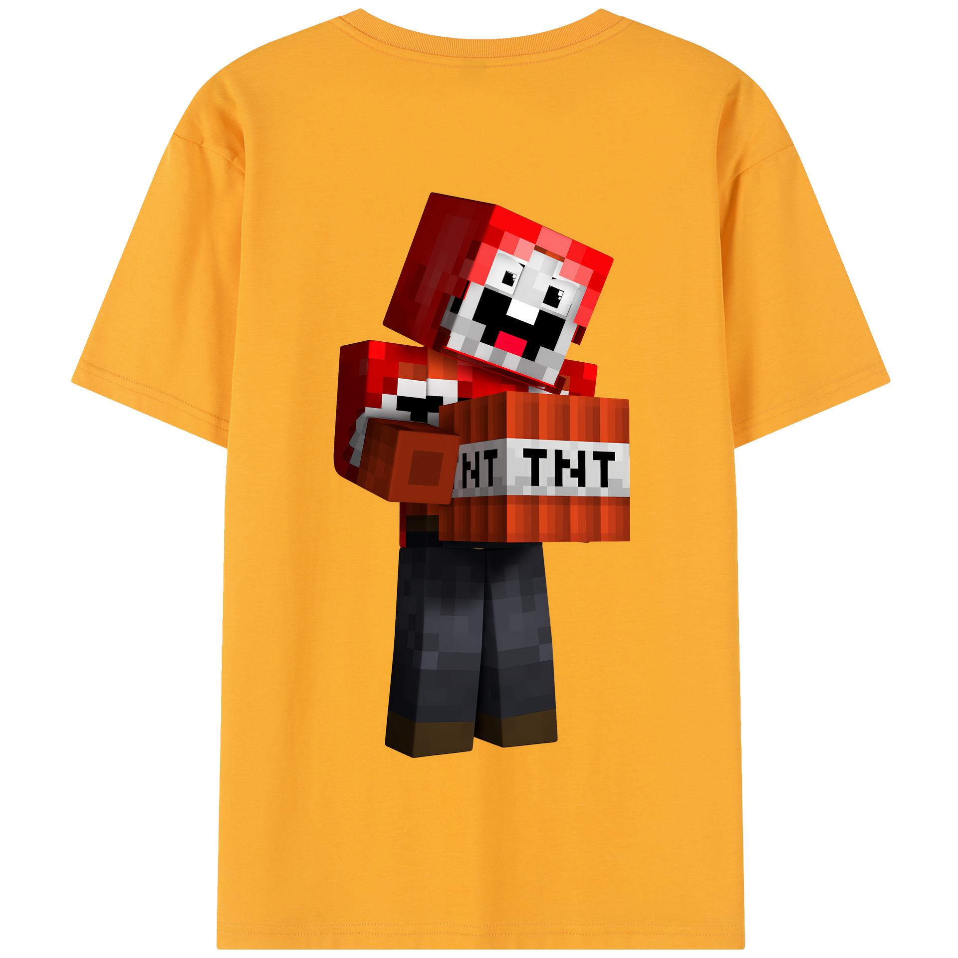 （画像用） マインクラフト ブロックの世界 Minecraft MC Block world 綿100％半袖Tシャツ（背面プリント）
