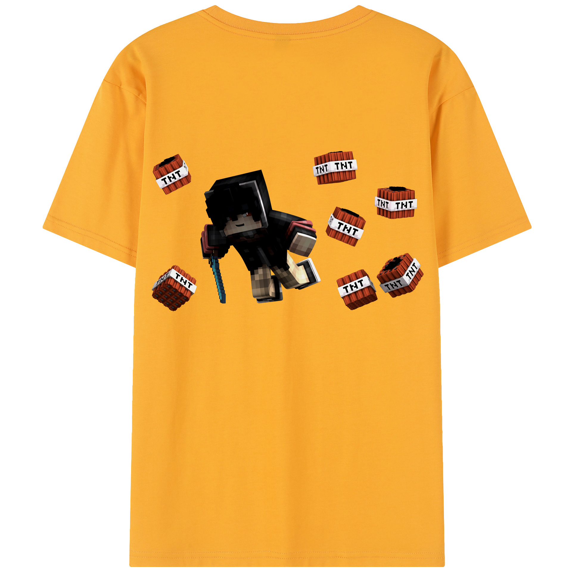 （画像用） マインクラフト ブロックの世界 Minecraft MC Block world 綿100％半袖Tシャツ（背面プリント）