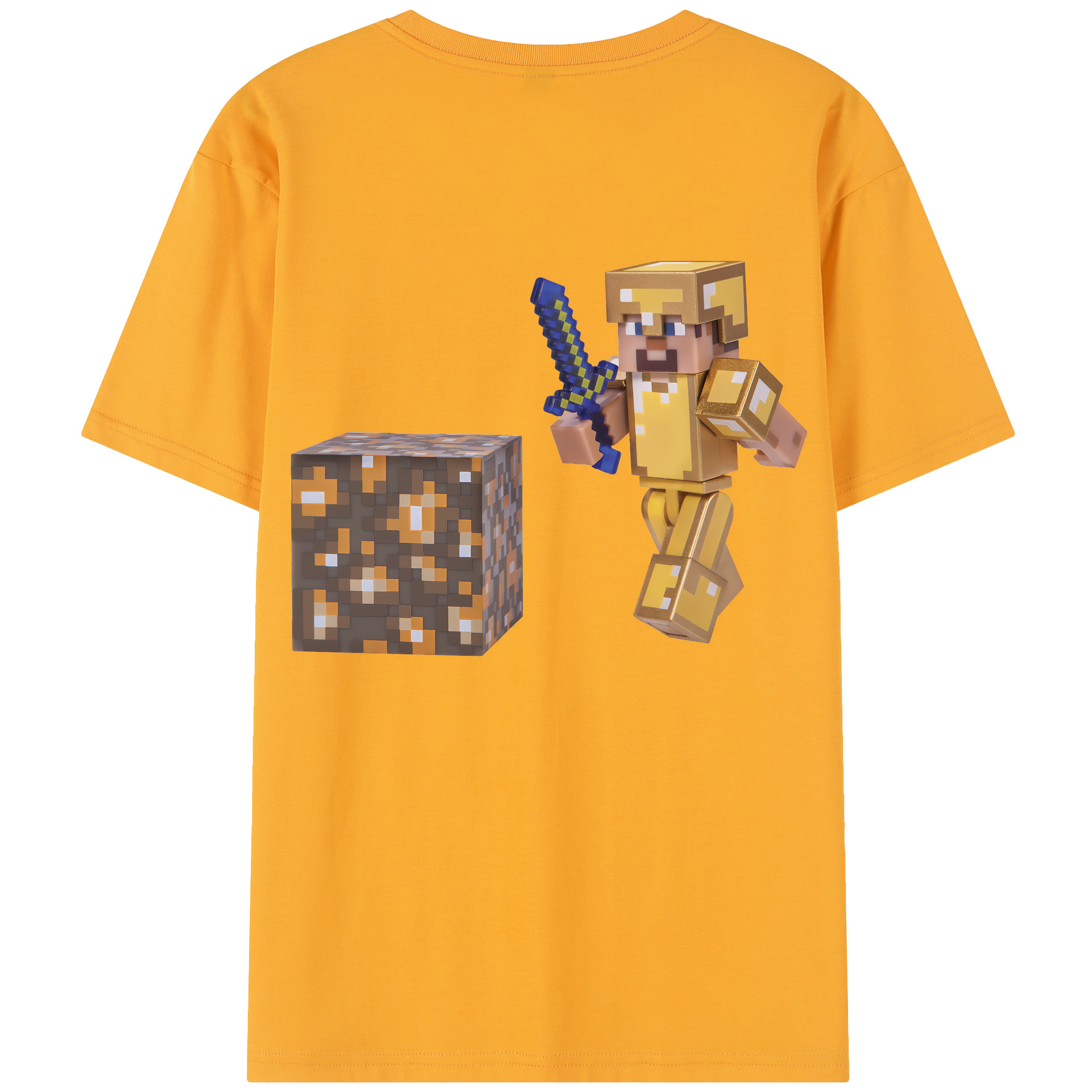 （画像用） マインクラフト ブロックの世界 Minecraft MC Block world 綿100％半袖Tシャツ（背面プリント）