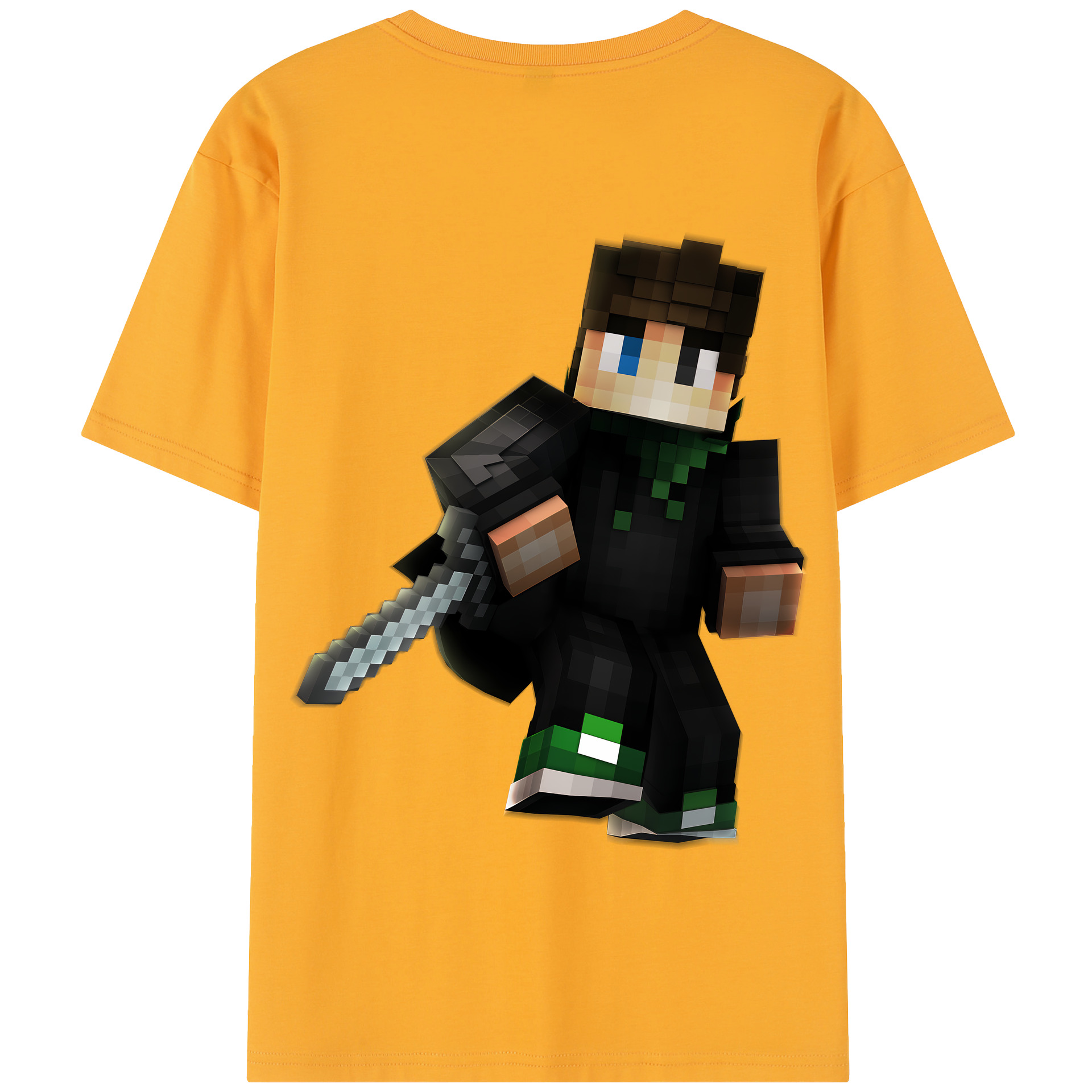 （画像用） マインクラフト ブロックの世界 Minecraft MC Block world 綿100％半袖Tシャツ（背面プリント）