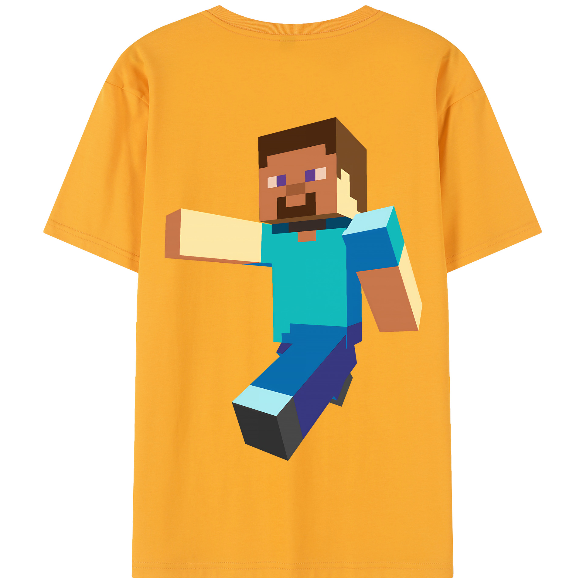 （画像用） マインクラフト ブロックの世界 Minecraft MC Block world 綿100％半袖Tシャツ（背面プリント）