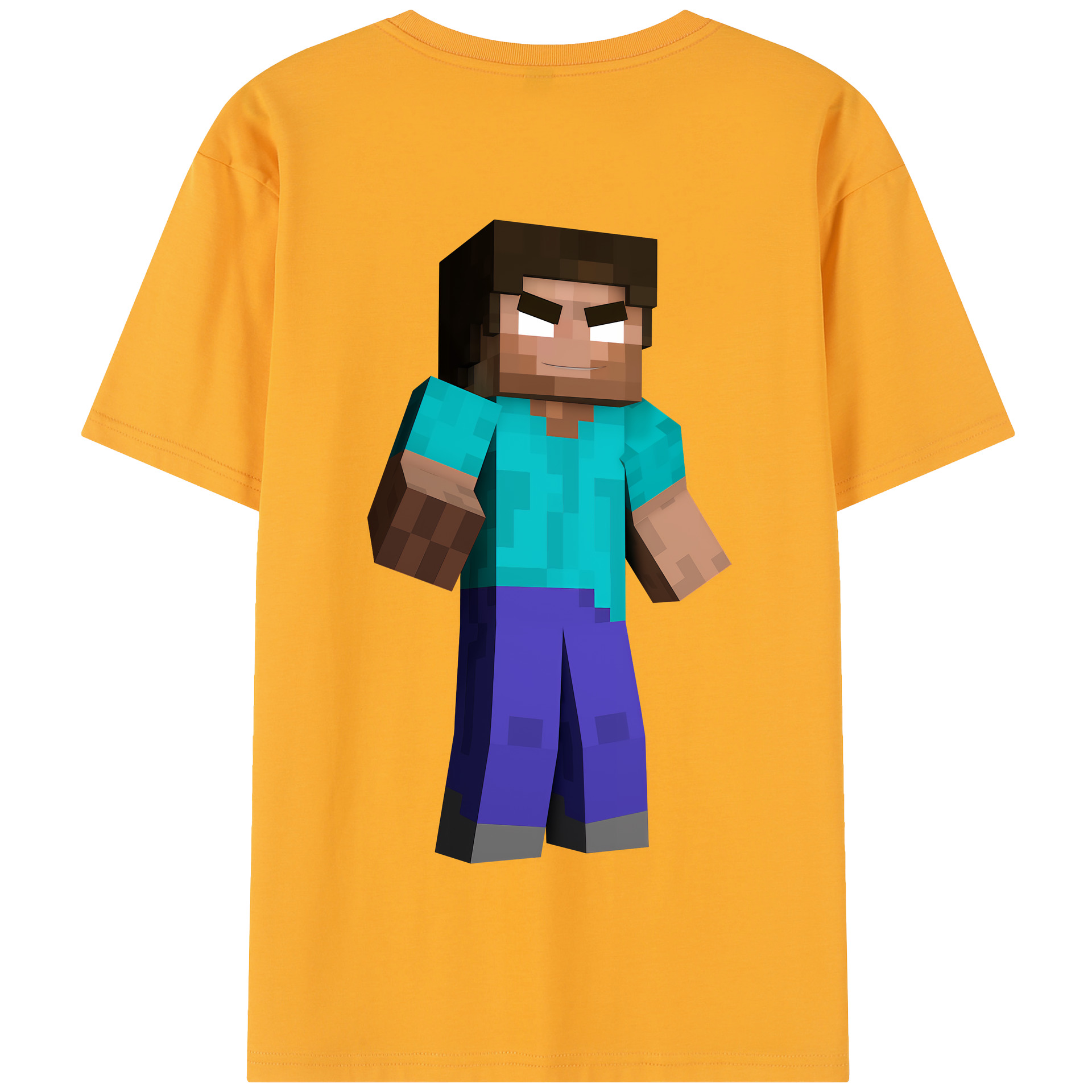（画像用） マインクラフト ブロックの世界 Minecraft MC Block world 綿100％半袖Tシャツ（背面プリント）