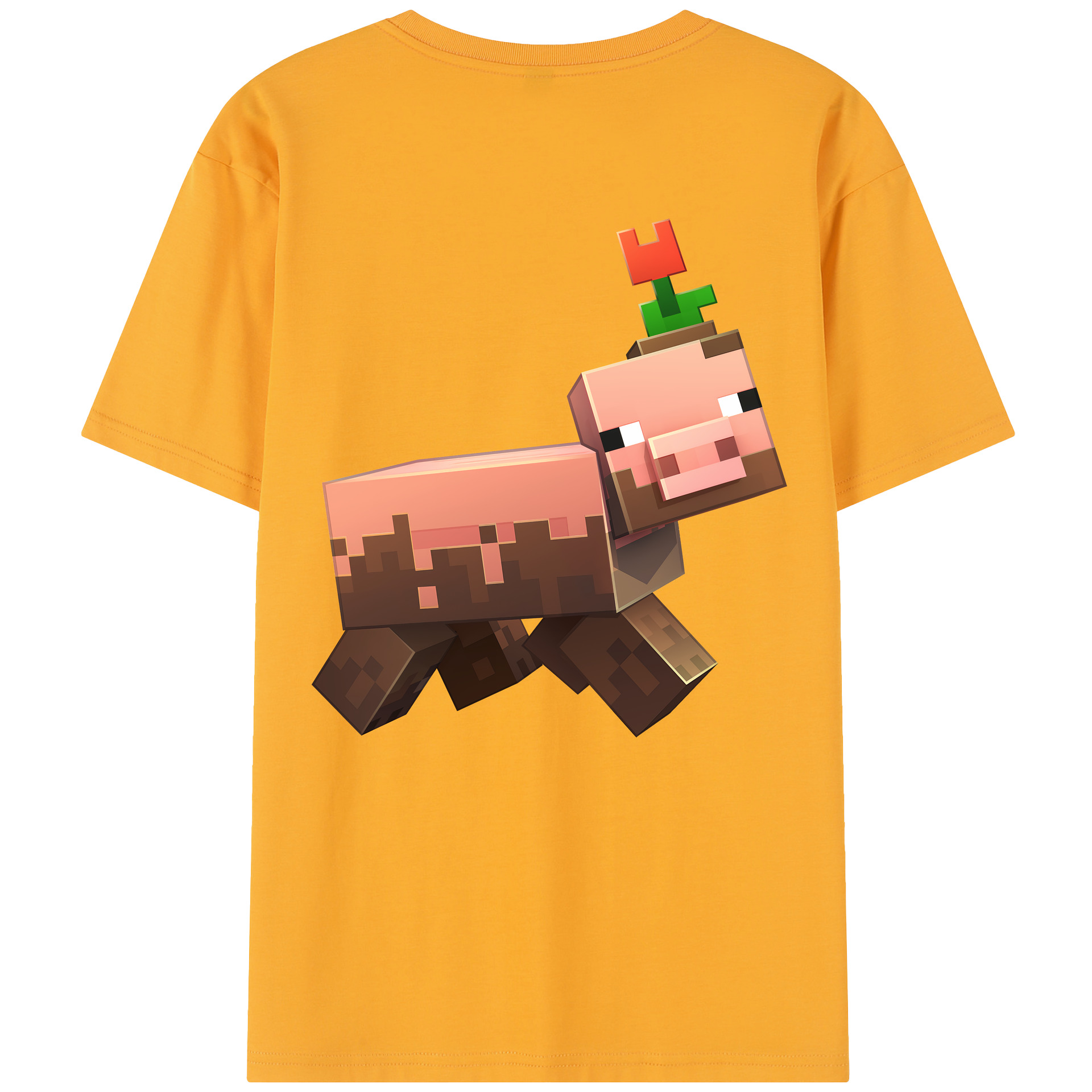 （画像用） マインクラフト ブロックの世界 Minecraft MC Block world 綿100％半袖Tシャツ（背面プリント）