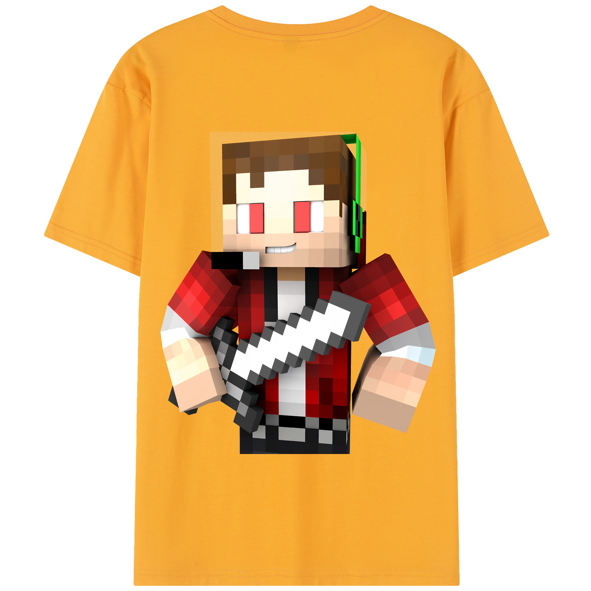 （画像用） マインクラフト ブロックの世界 Minecraft MC Block world 綿100％半袖Tシャツ（背面プリント）