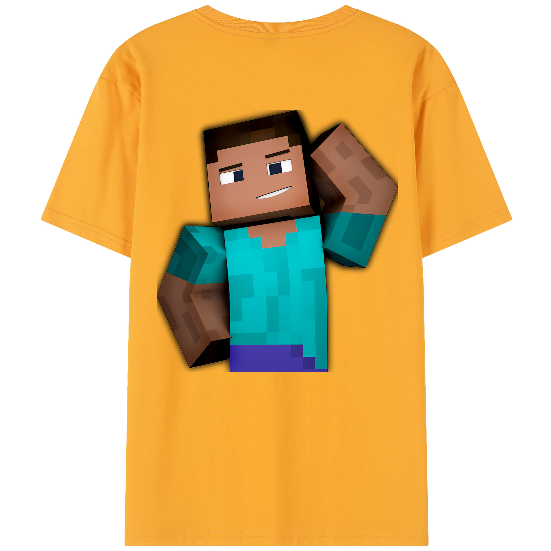 （画像用） マインクラフト ブロックの世界 Minecraft MC Block world 綿100％半袖Tシャツ（背面プリント）
