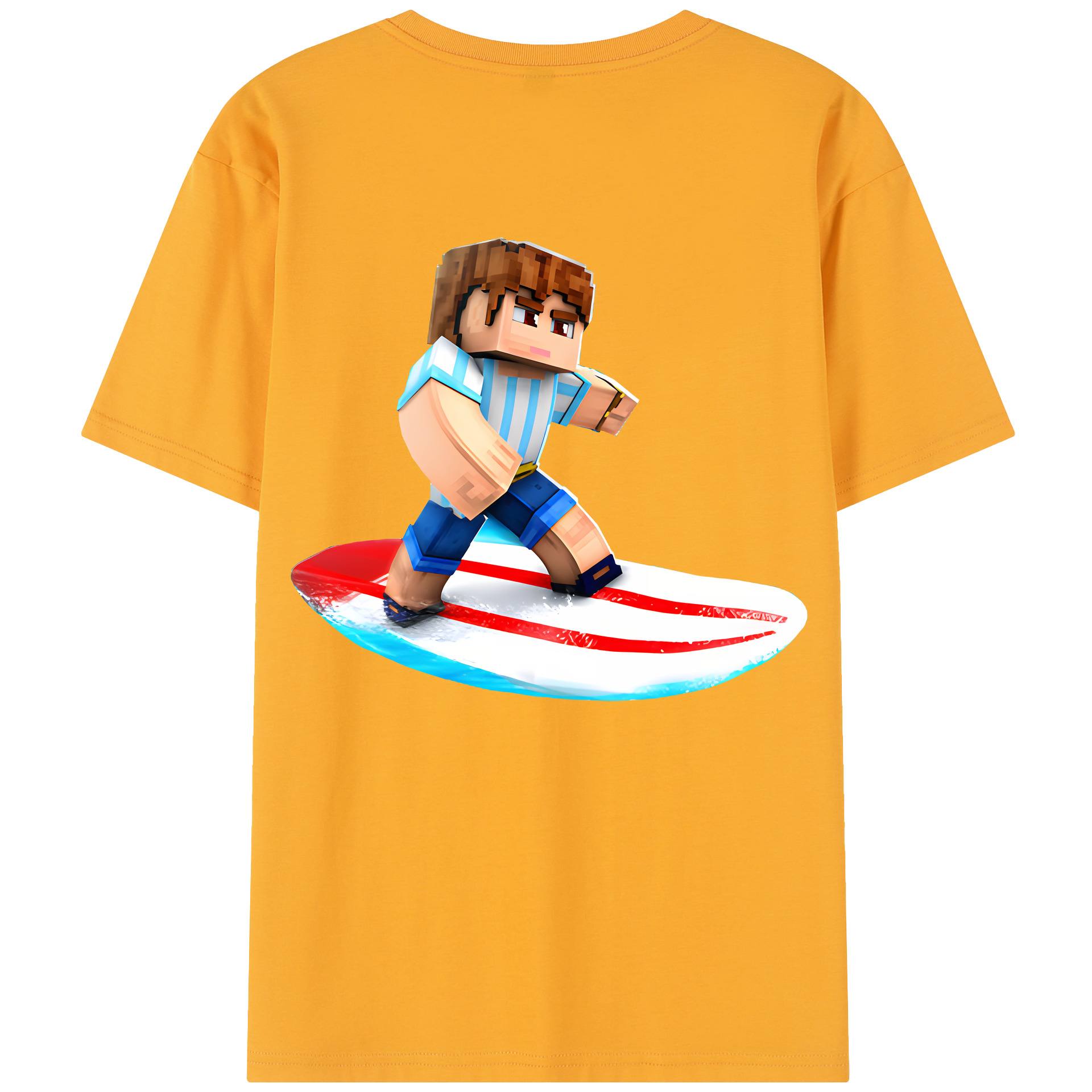 （画像用） マインクラフト ブロックの世界 Minecraft MC Block world 綿100％半袖Tシャツ（背面プリント）