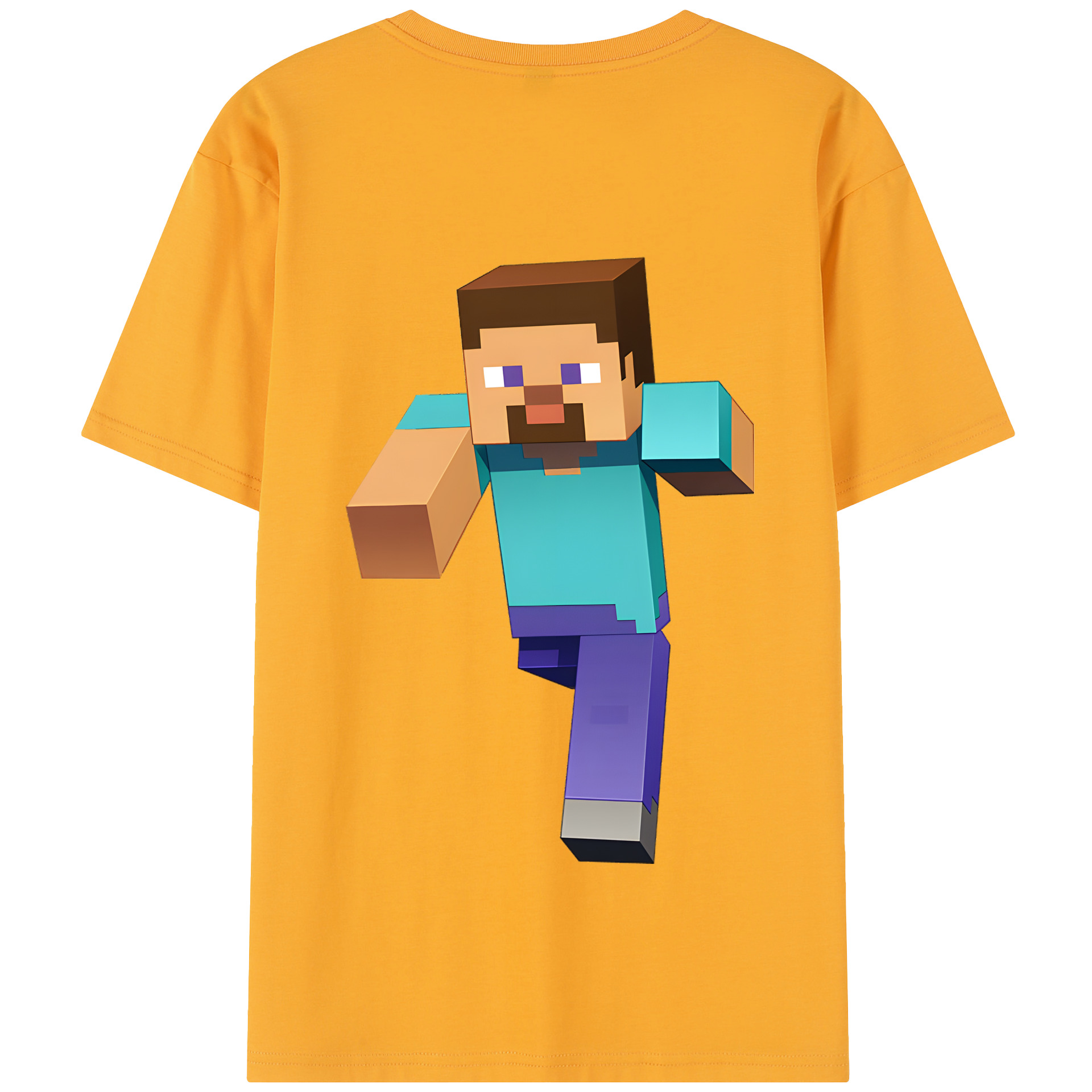 （画像用） マインクラフト ブロックの世界 Minecraft MC Block world 綿100％半袖Tシャツ（背面プリント）