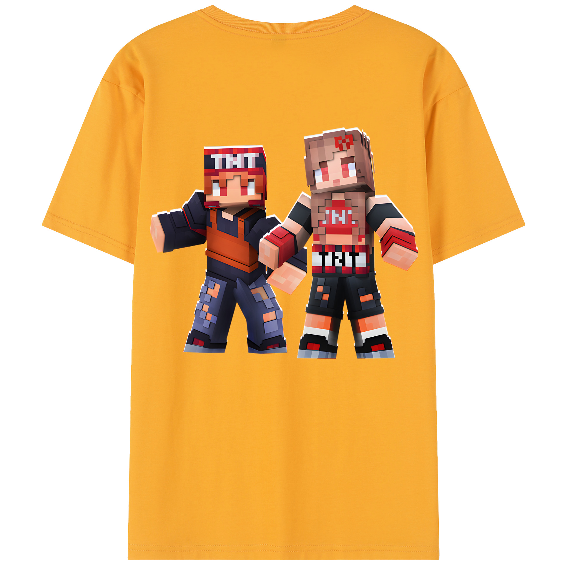 （画像用） マインクラフト ブロックの世界 Minecraft MC Block world 綿100％半袖Tシャツ（背面プリント）
