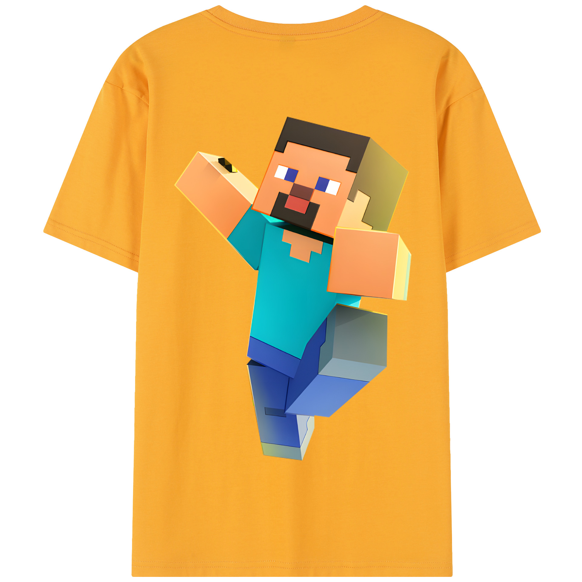 （画像用） マインクラフト ブロックの世界 Minecraft MC Block world 綿100％半袖Tシャツ（背面プリント）