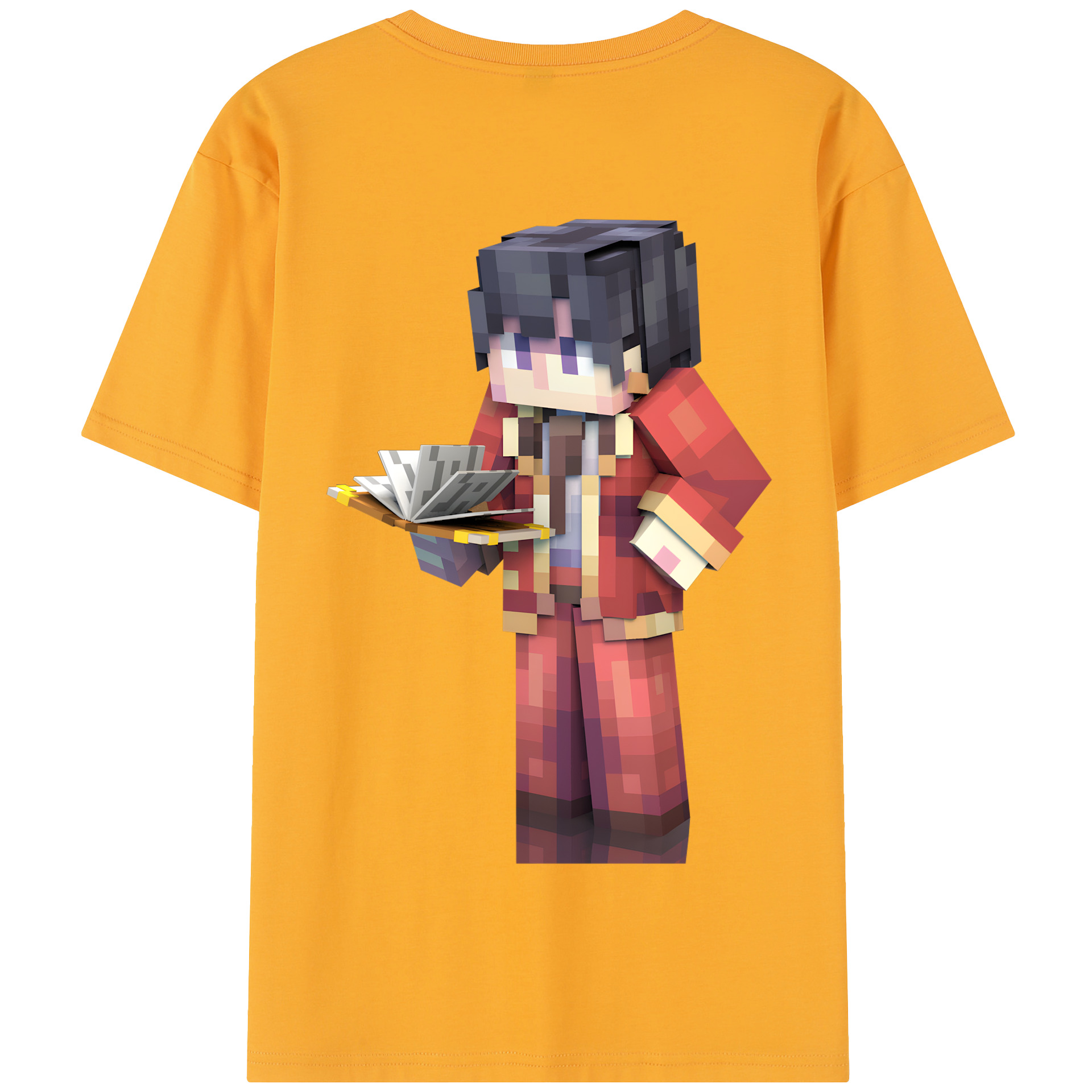 （画像用） マインクラフト ブロックの世界 Minecraft MC Block world 綿100％半袖Tシャツ（背面プリント）