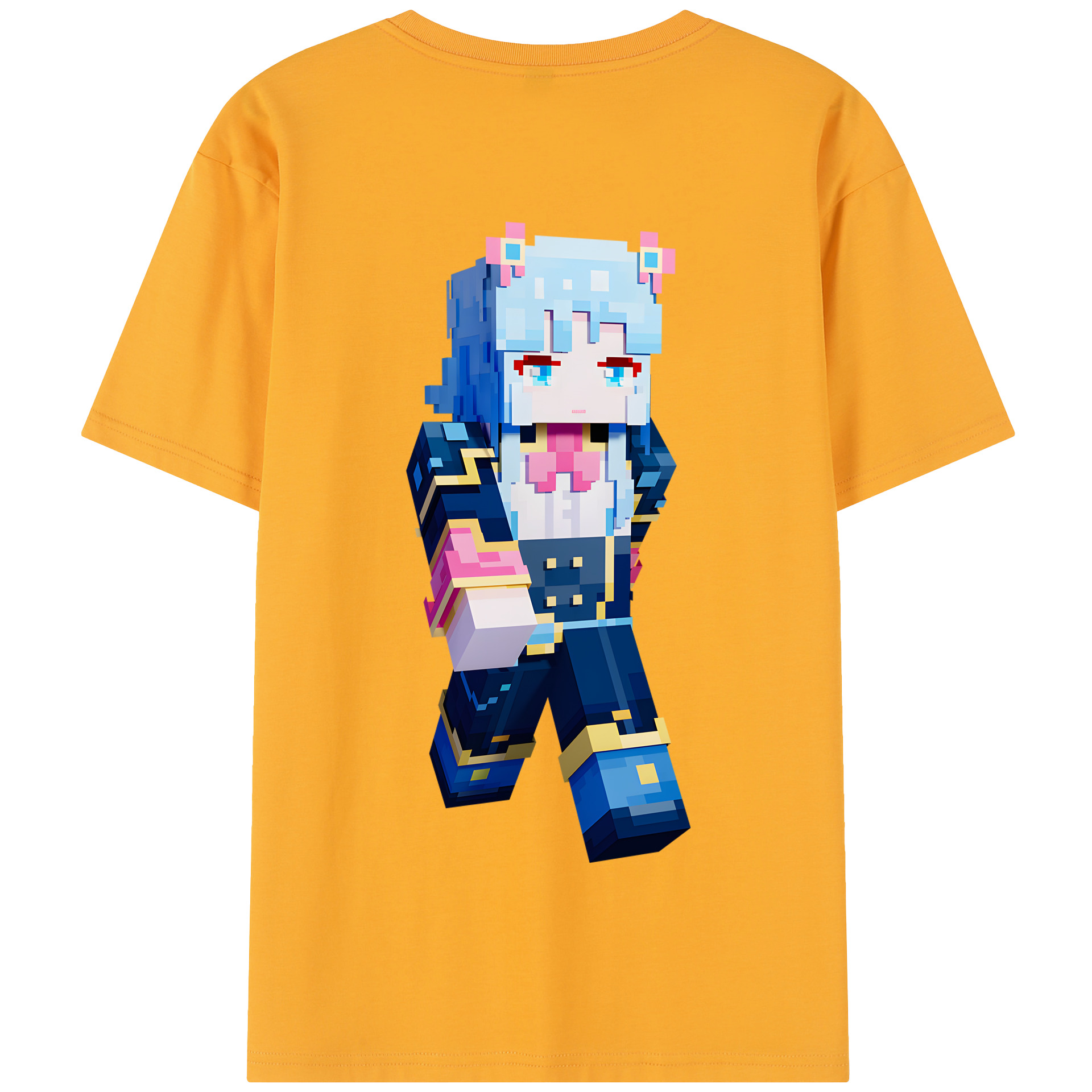 （画像用） マインクラフト ブロックの世界 Minecraft MC Block world 綿100％半袖Tシャツ（背面プリント）