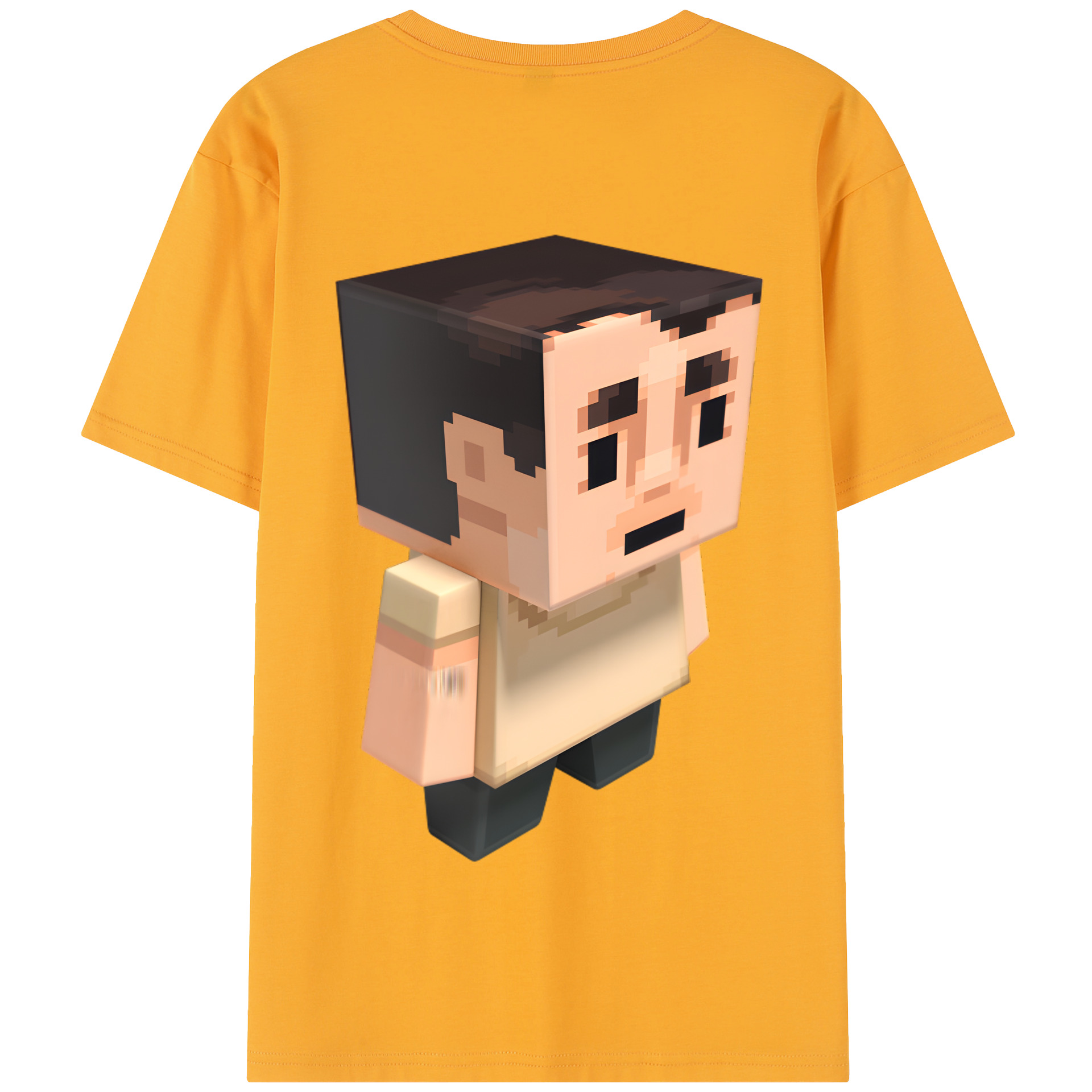 （画像用） マインクラフト ブロックの世界 Minecraft MC Block world 綿100％半袖Tシャツ（背面プリント）