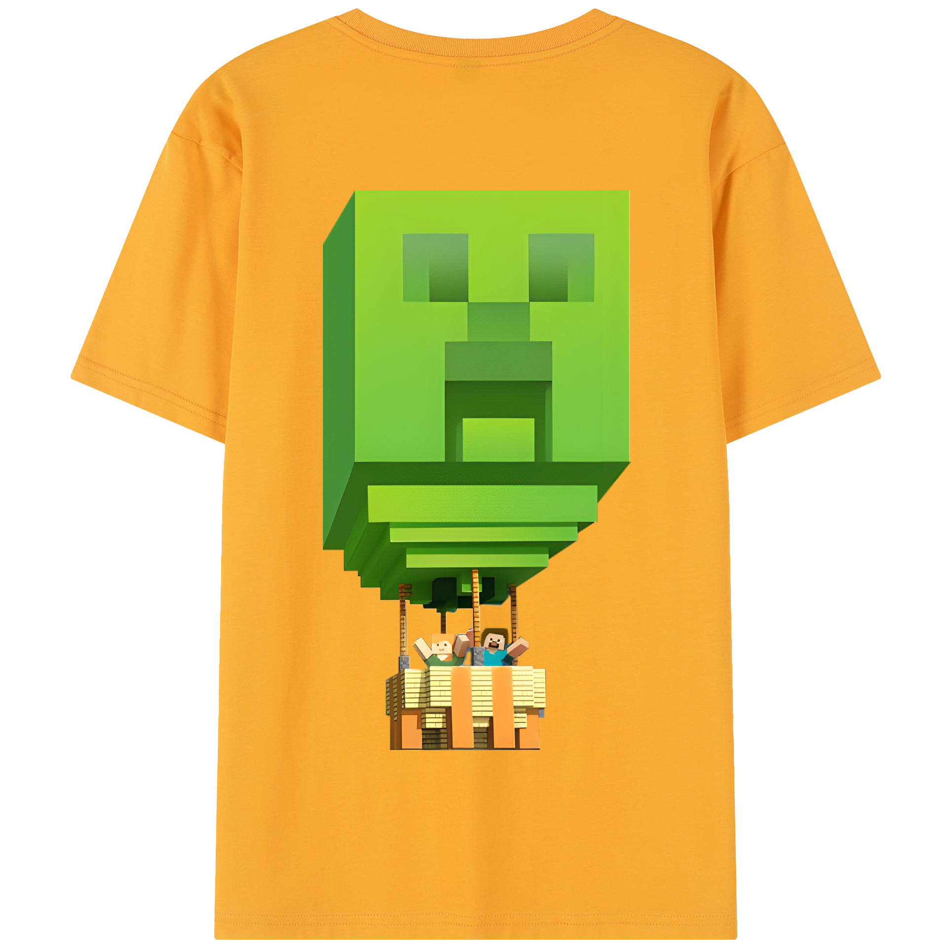 （画像用） マインクラフト ブロックの世界 Minecraft MC Block world 綿100％半袖Tシャツ（背面プリント）