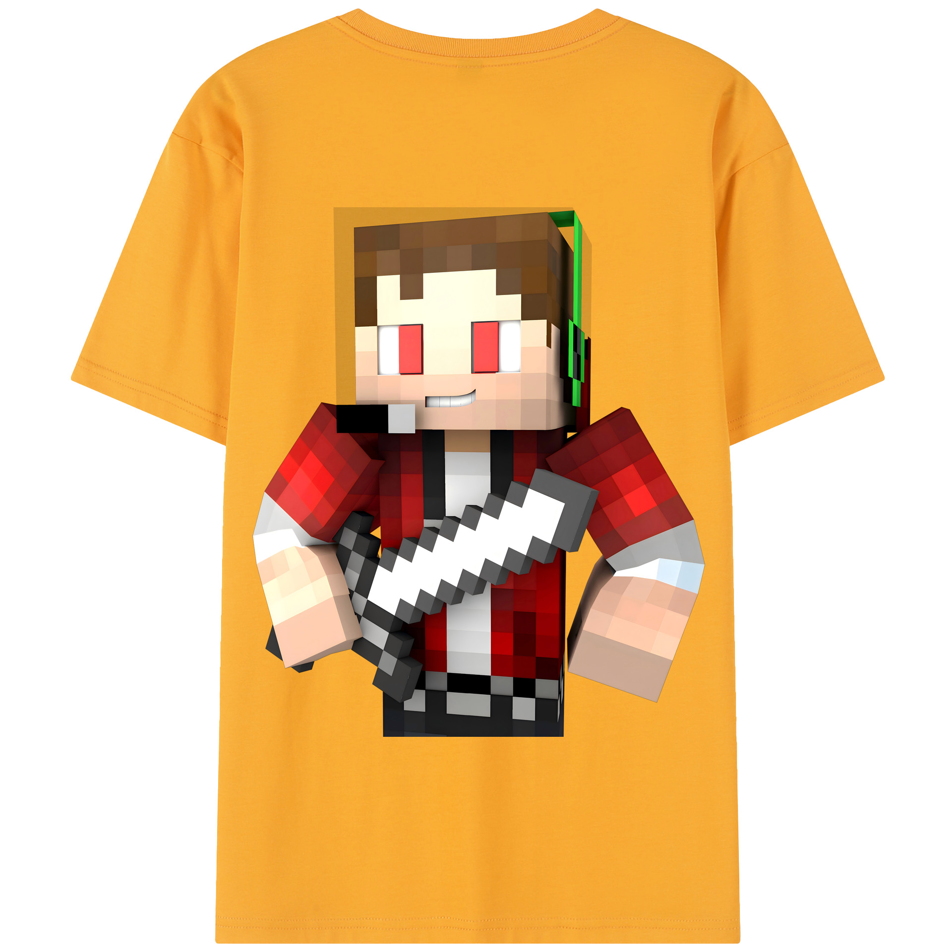 （画像用） マインクラフト ブロックの世界 Minecraft MC Block world 綿100％半袖Tシャツ（背面プリント）
