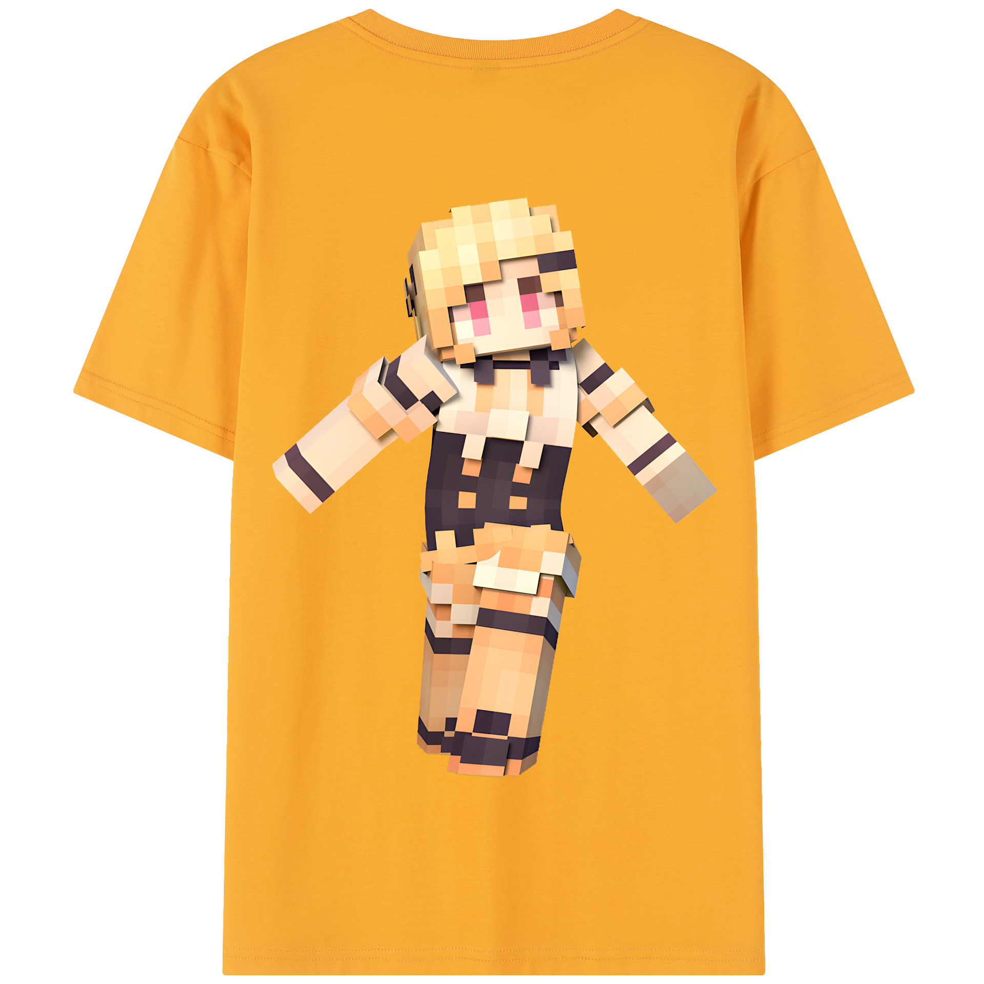 （画像用） マインクラフト ブロックの世界 Minecraft MC Block world 綿100％半袖Tシャツ（背面プリント）
