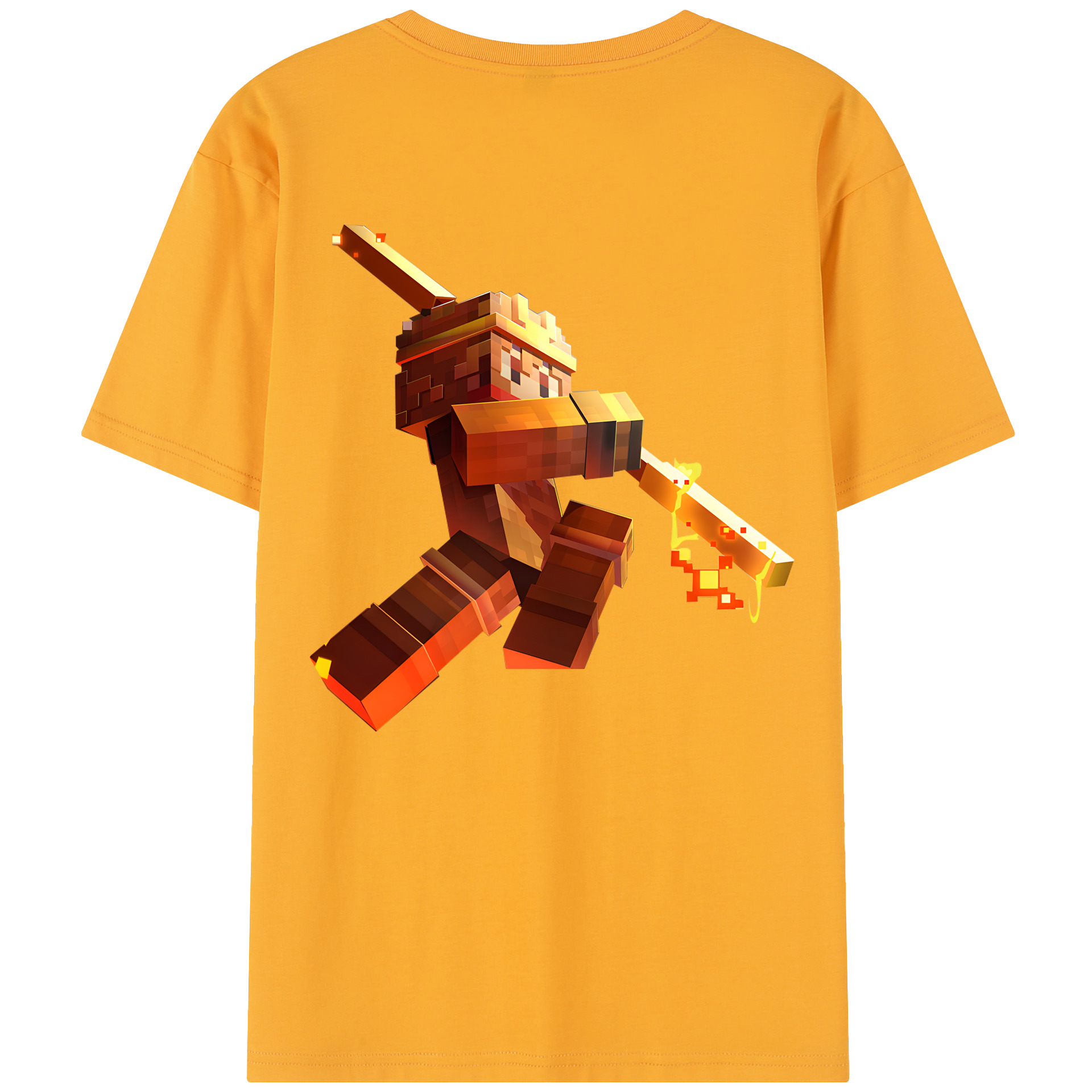 （画像用） マインクラフト ブロックの世界 Minecraft MC Block world 綿100％半袖Tシャツ（背面プリント）