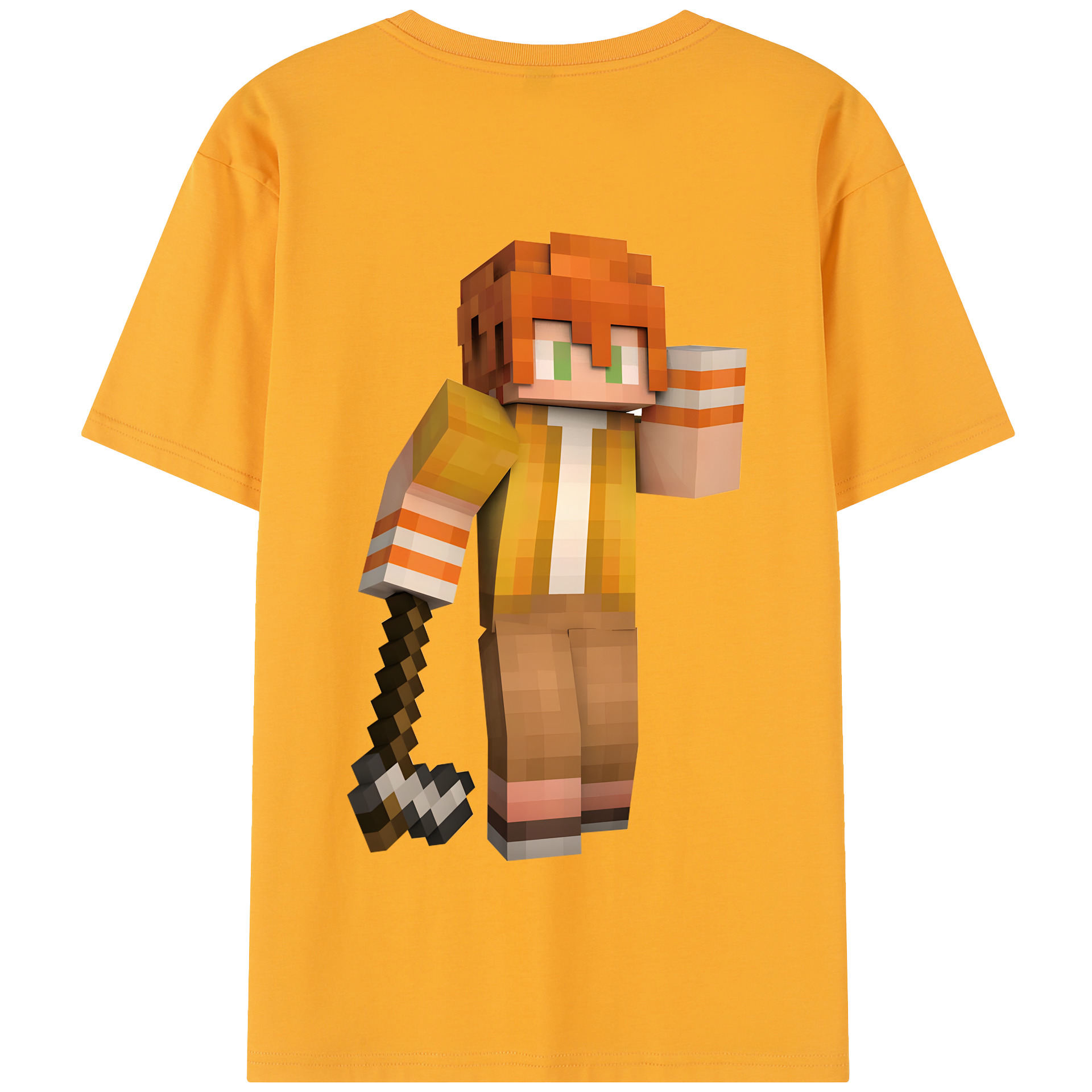 （画像用） マインクラフト ブロックの世界 Minecraft MC Block world 綿100％半袖Tシャツ（背面プリント）