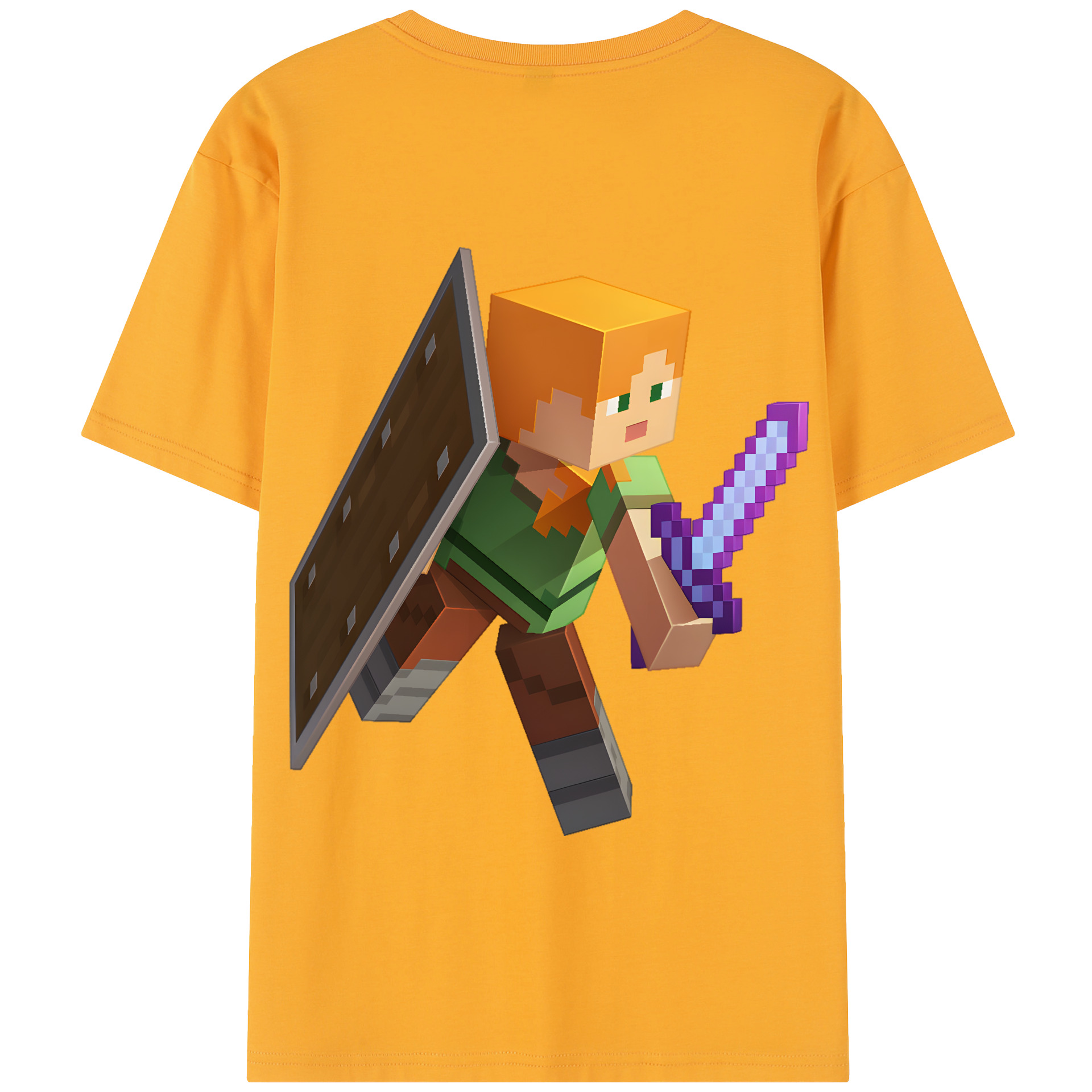 （画像用） マインクラフト ブロックの世界 Minecraft MC Block world 綿100％半袖Tシャツ（背面プリント）