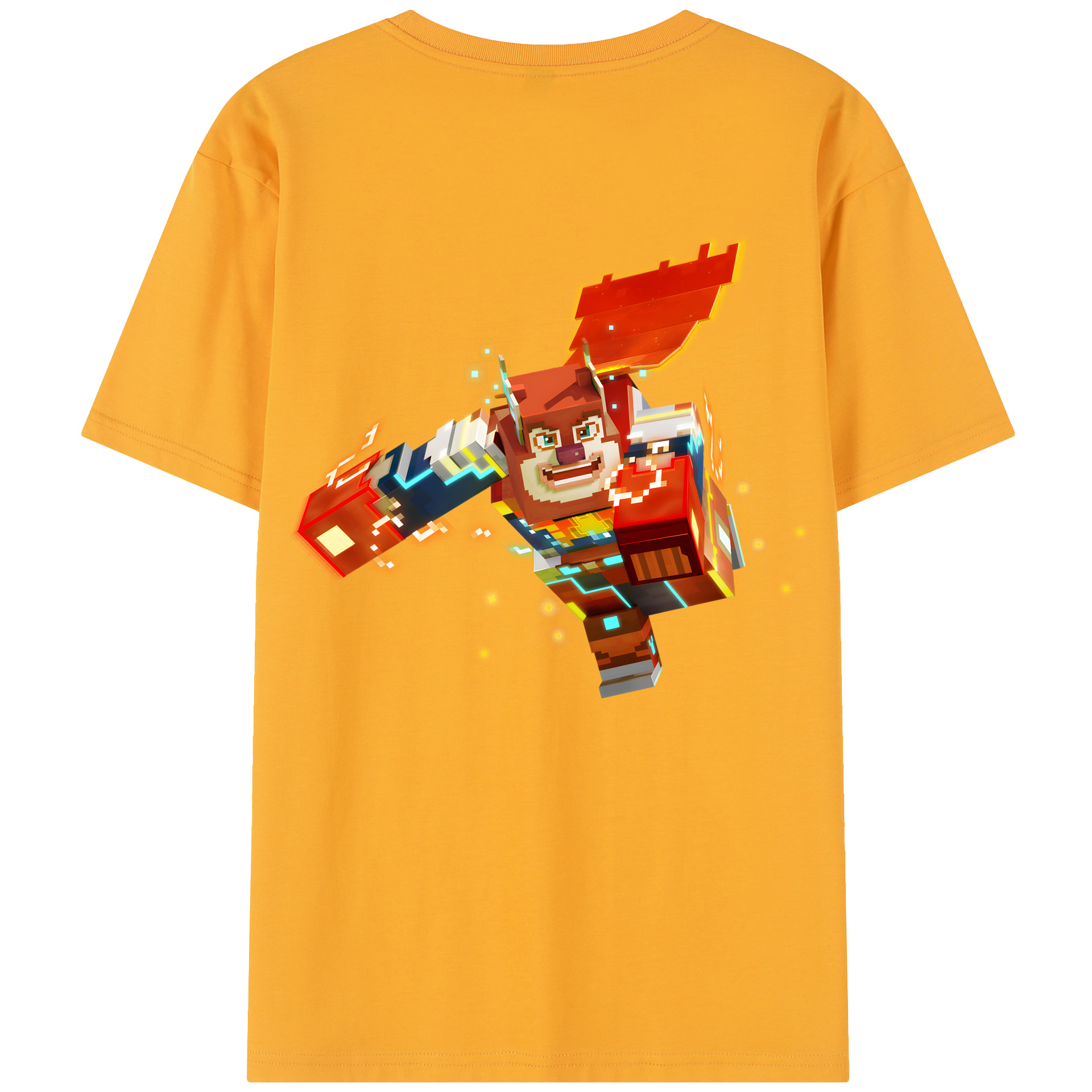 （画像用） マインクラフト ブロックの世界 Minecraft MC Block world 綿100％半袖Tシャツ（背面プリント）
