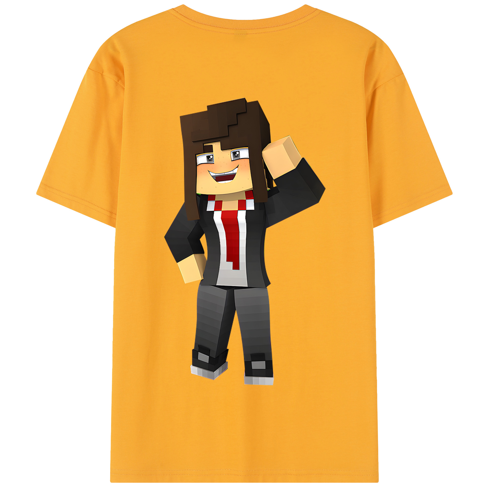 （画像用） マインクラフト ブロックの世界 Minecraft MC Block world 綿100％半袖Tシャツ（背面プリント）