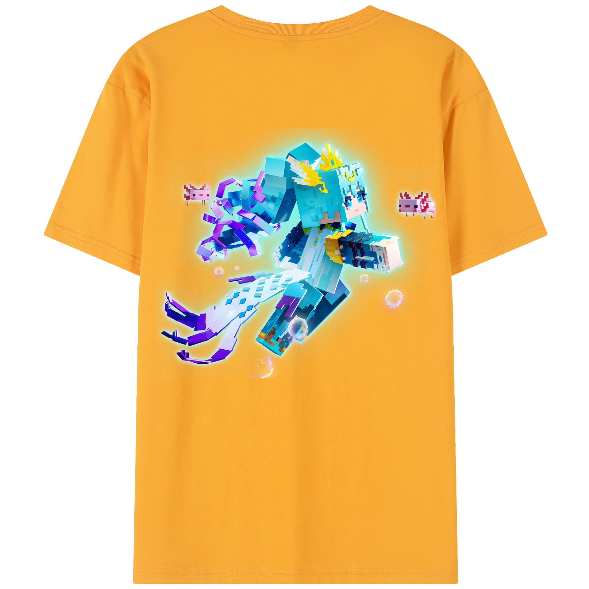 （画像用） マインクラフト ブロックの世界 Minecraft MC Block world 綿100％半袖Tシャツ（背面プリント）