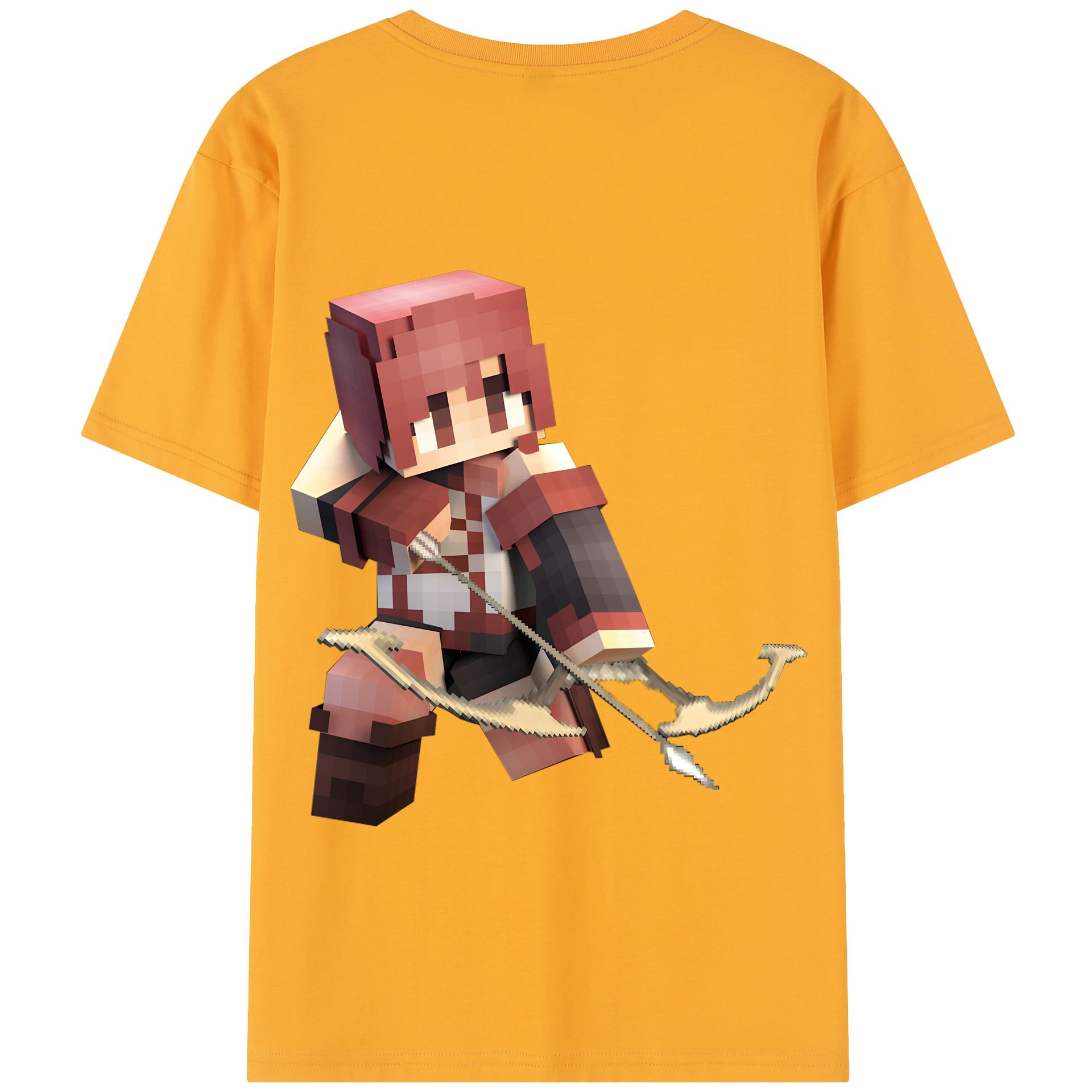 （画像用） マインクラフト ブロックの世界 Minecraft MC Block world 綿100％半袖Tシャツ（背面プリント）