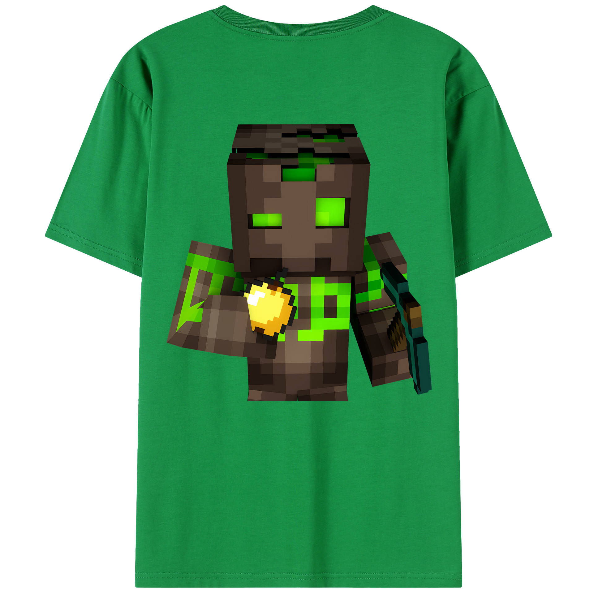 （画像用） マインクラフト ブロックの世界 Minecraft MC Block world 綿100％半袖Tシャツ（背面プリント）