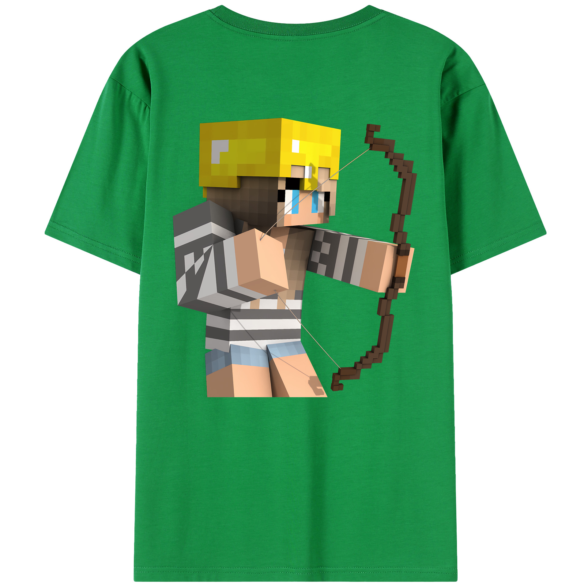 （画像用） マインクラフト ブロックの世界 Minecraft MC Block world 綿100％半袖Tシャツ（背面プリント）
