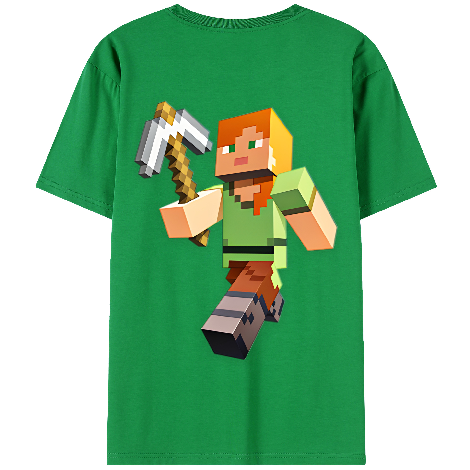 （画像用） マインクラフト ブロックの世界 Minecraft MC Block world 綿100％半袖Tシャツ（背面プリント）