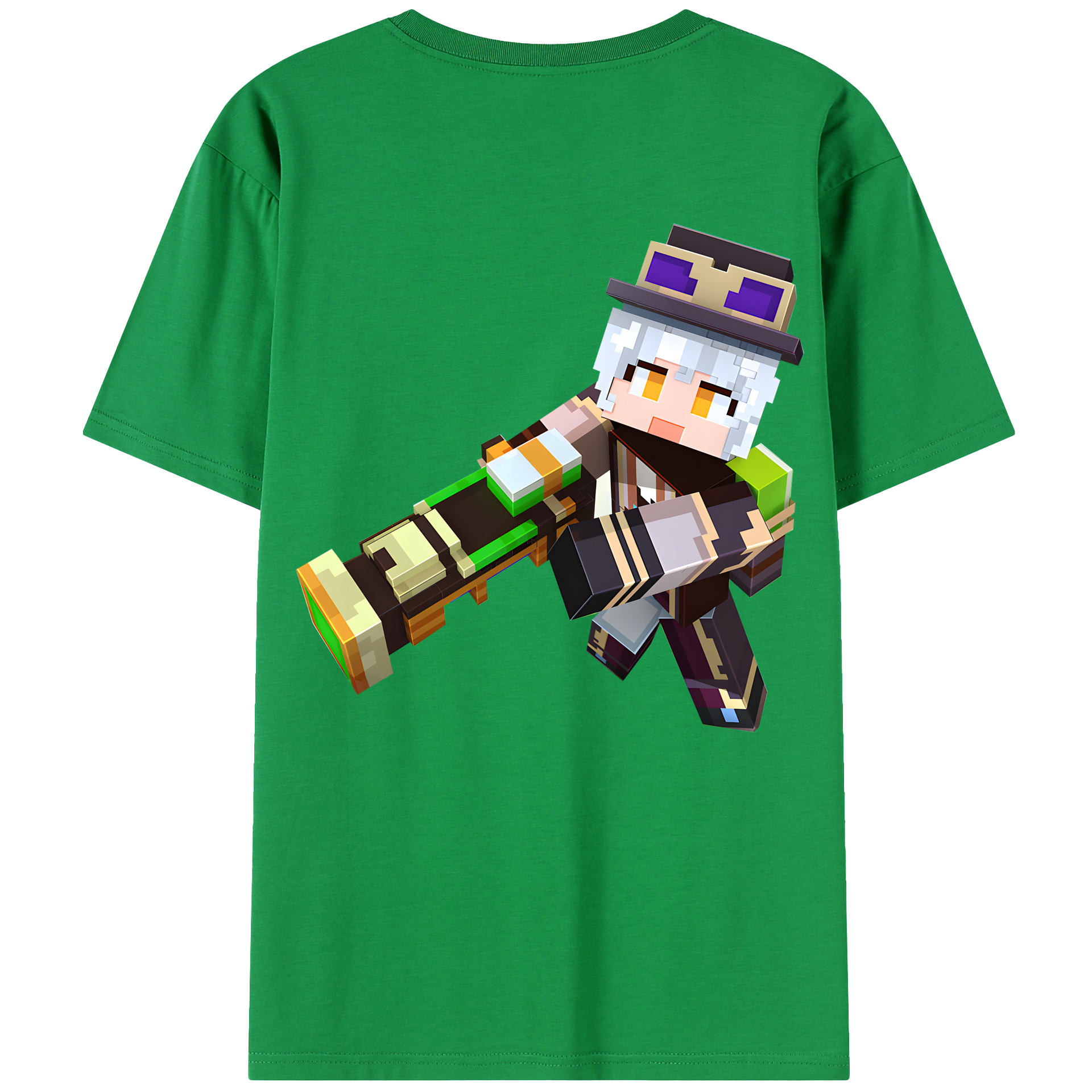 （画像用） マインクラフト ブロックの世界 Minecraft MC Block world 綿100％半袖Tシャツ（背面プリント）