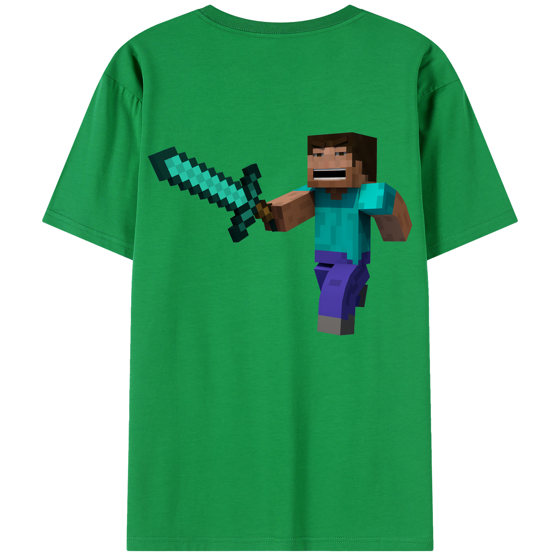 （画像用） マインクラフト ブロックの世界 Minecraft MC Block world 綿100％半袖Tシャツ（背面プリント）