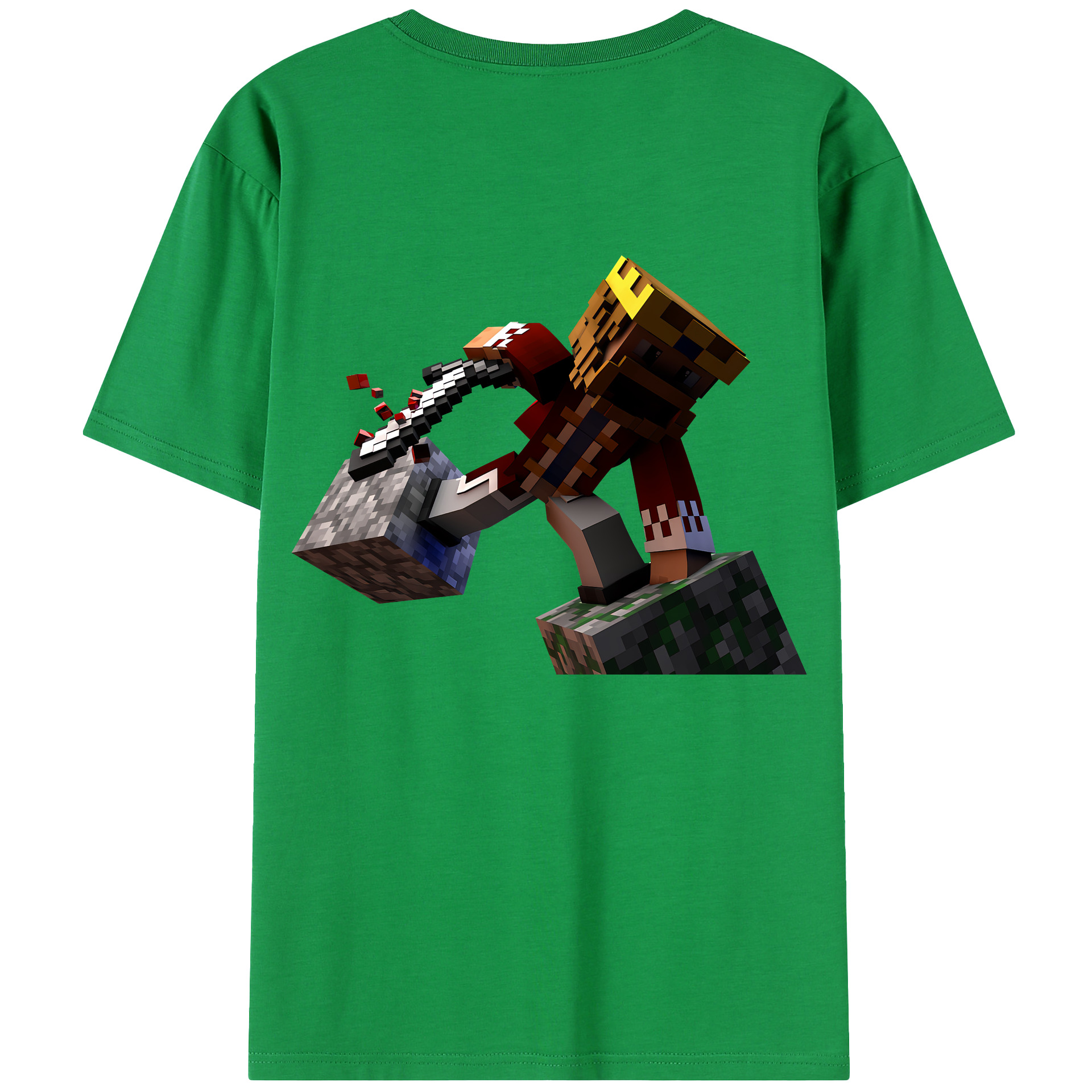 （画像用） マインクラフト ブロックの世界 Minecraft MC Block world 綿100％半袖Tシャツ（背面プリント）