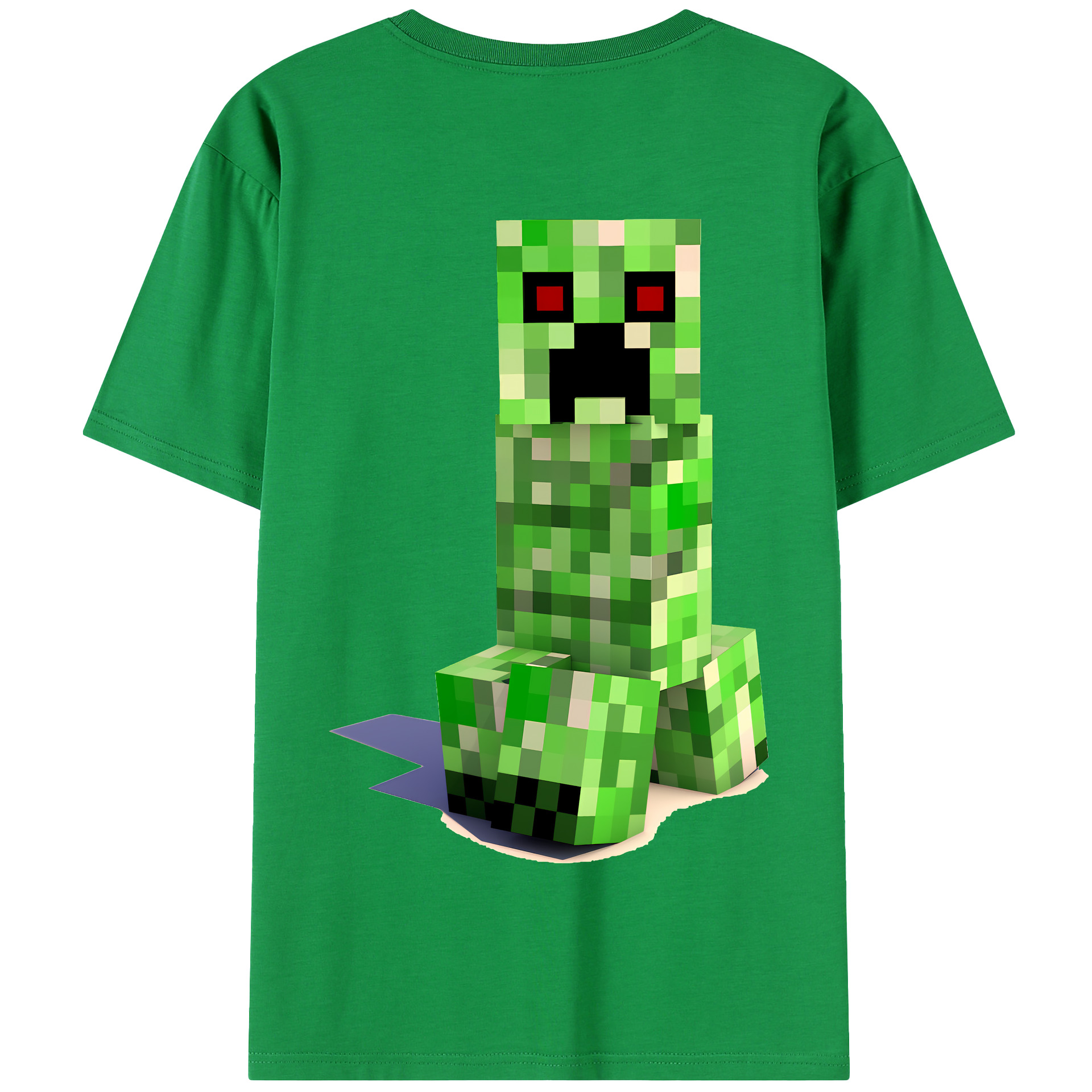 （画像用） マインクラフト ブロックの世界 Minecraft MC Block world 綿100％半袖Tシャツ（背面プリント）