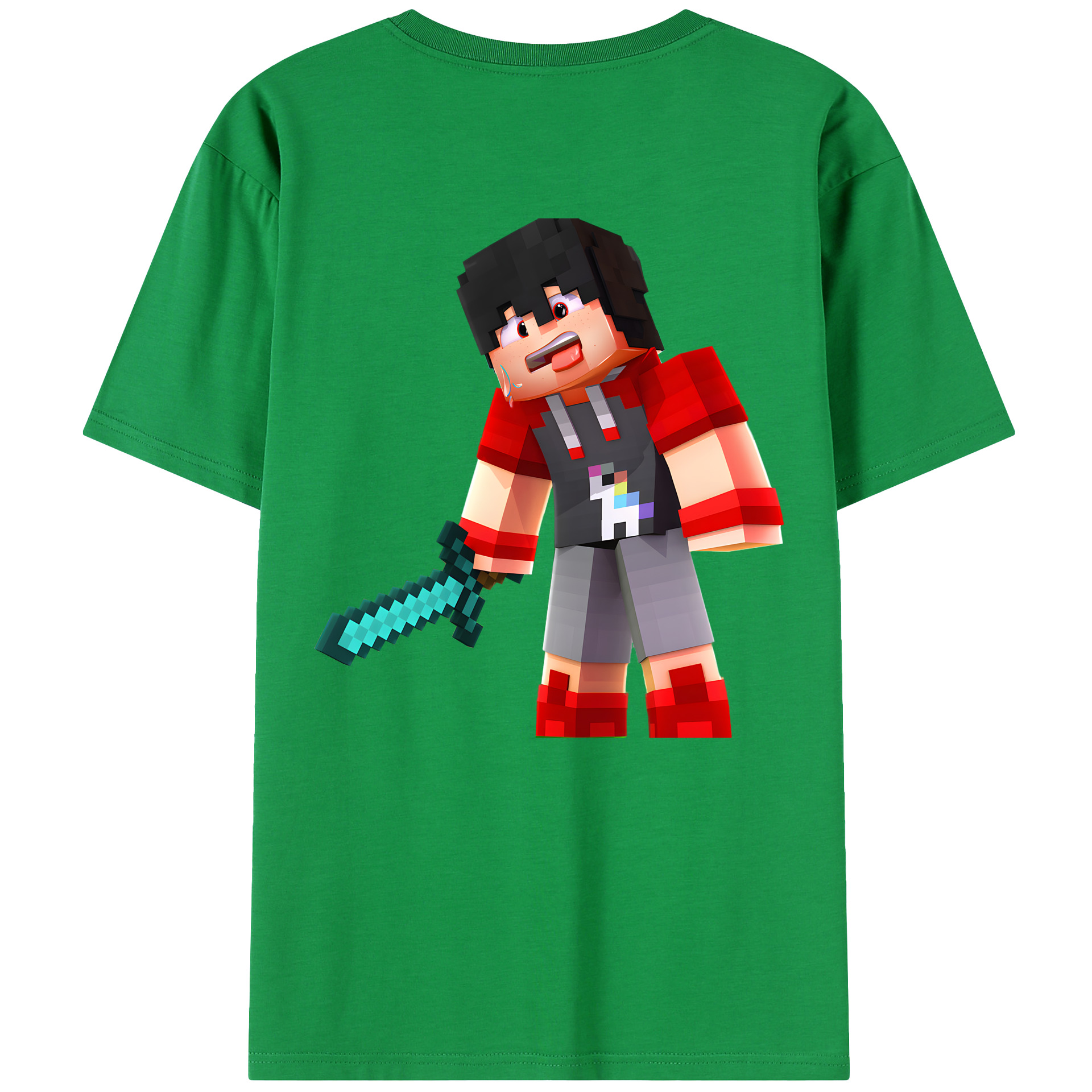 （画像用） マインクラフト ブロックの世界 Minecraft MC Block world 綿100％半袖Tシャツ（背面プリント）
