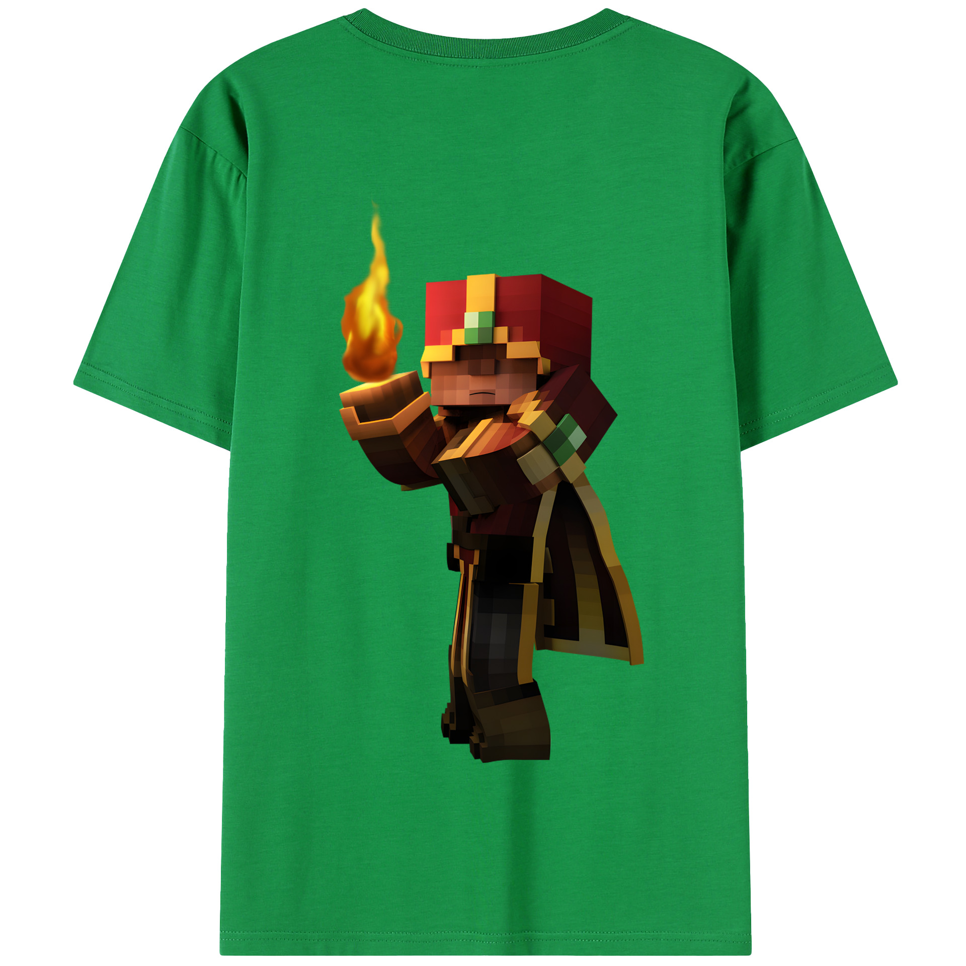 （画像用） マインクラフト ブロックの世界 Minecraft MC Block world 綿100％半袖Tシャツ（背面プリント）