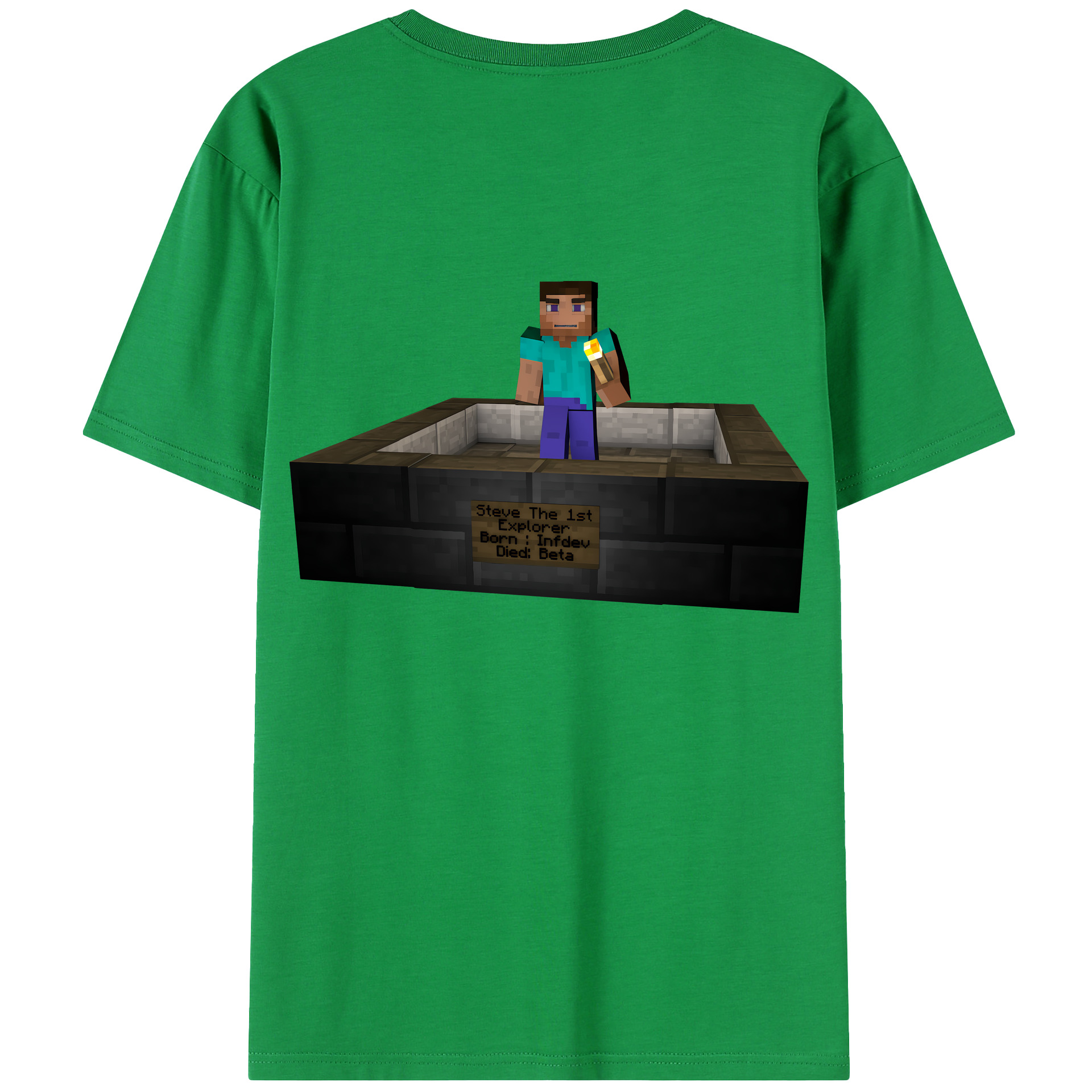 （画像用） マインクラフト ブロックの世界 Minecraft MC Block world 綿100％半袖Tシャツ（背面プリント）