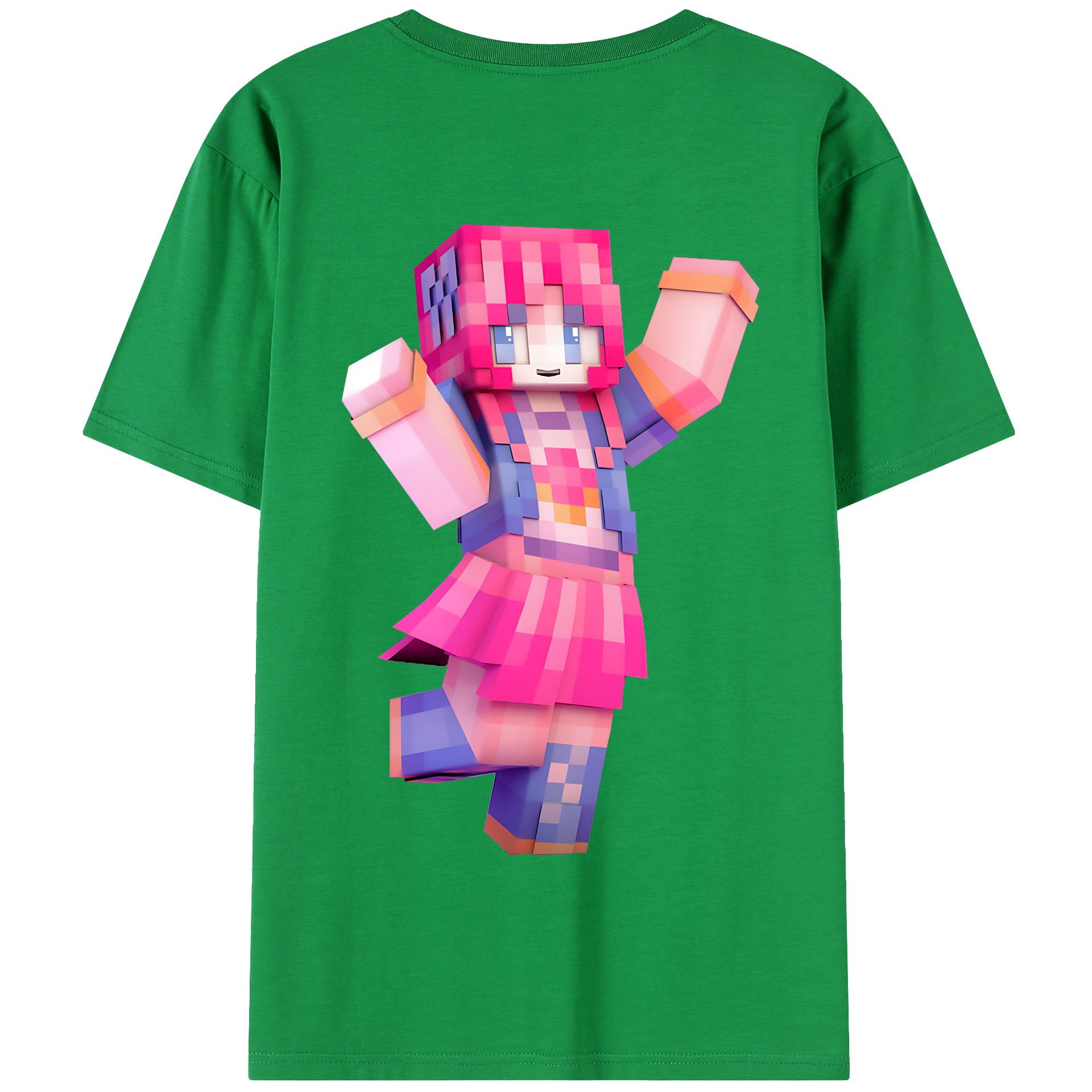 （画像用） マインクラフト ブロックの世界 Minecraft MC Block world 綿100％半袖Tシャツ（背面プリント）