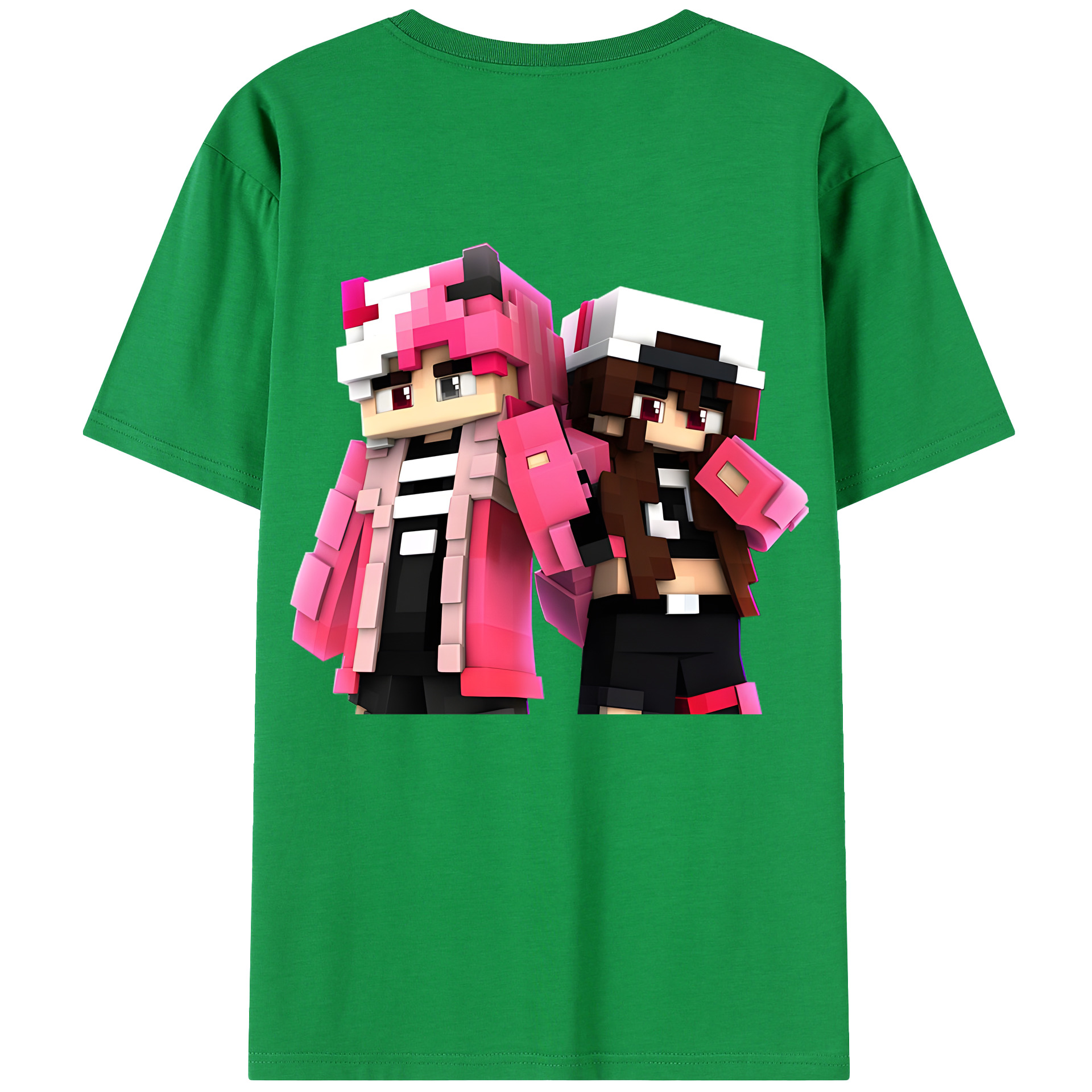 （画像用） マインクラフト ブロックの世界 Minecraft MC Block world 綿100％半袖Tシャツ（背面プリント）