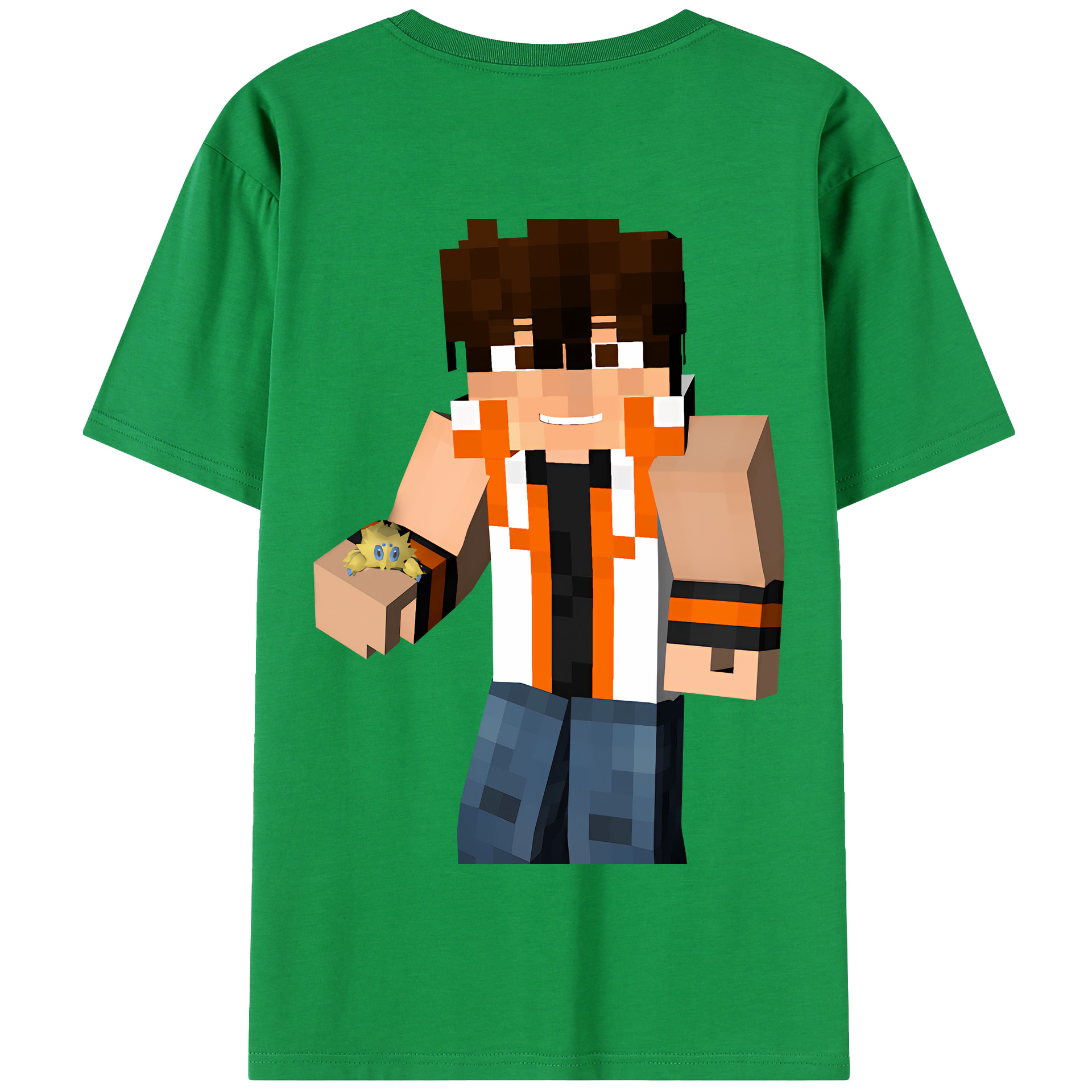 （画像用） マインクラフト ブロックの世界 Minecraft MC Block world 綿100％半袖Tシャツ（背面プリント）