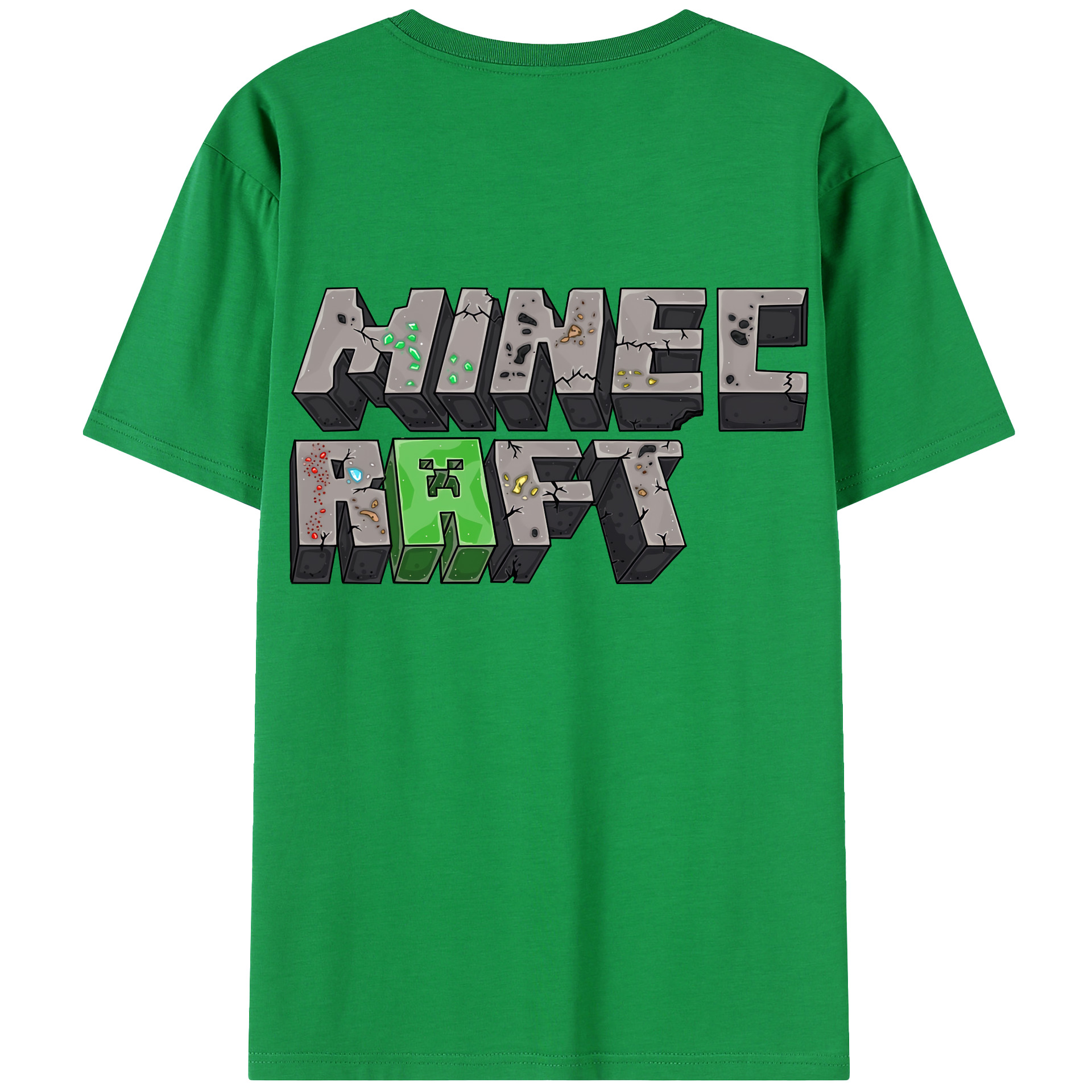 （画像用） マインクラフト ブロックの世界 Minecraft MC Block world 綿100％半袖Tシャツ（背面プリント）