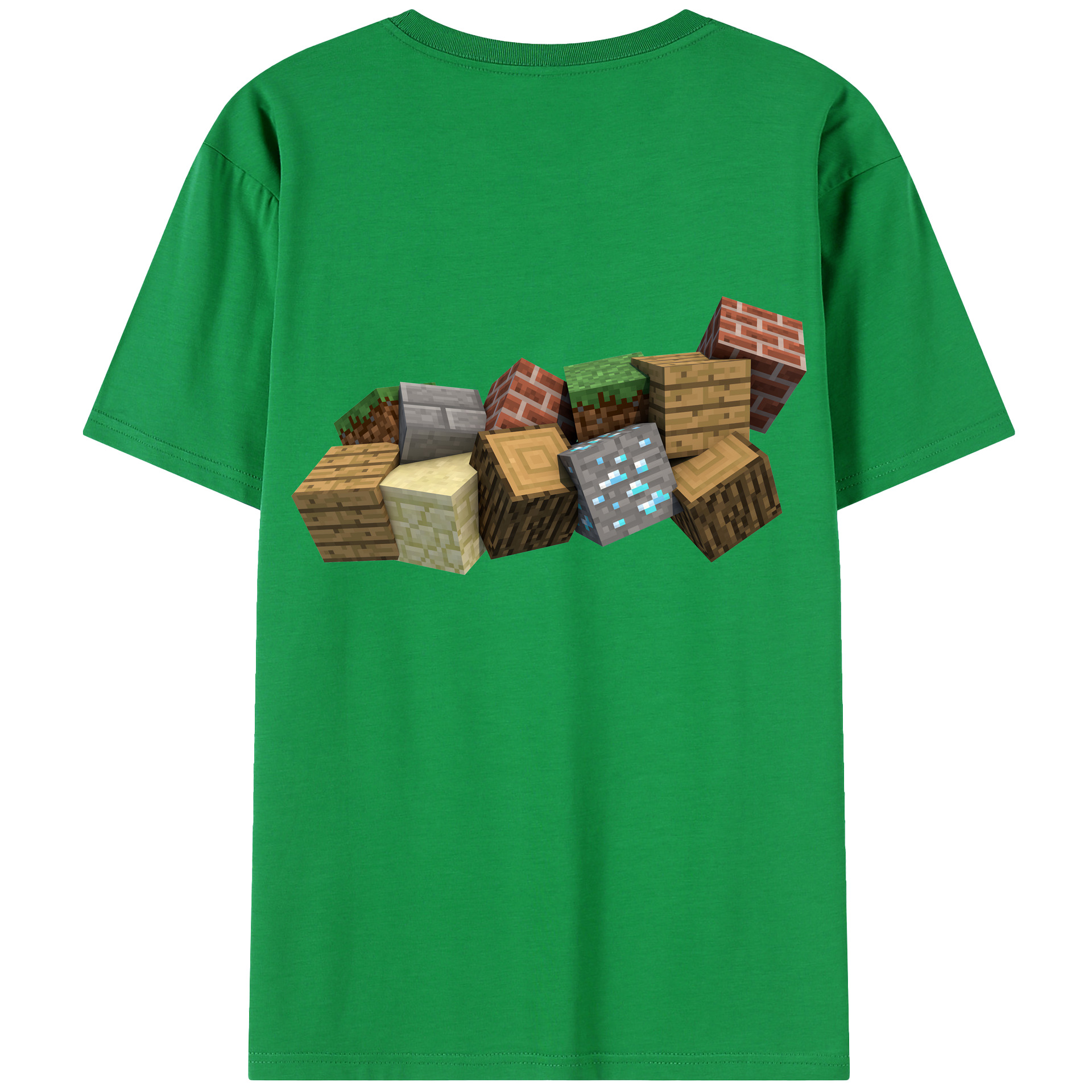 （画像用） マインクラフト ブロックの世界 Minecraft MC Block world 綿100％半袖Tシャツ（背面プリント）