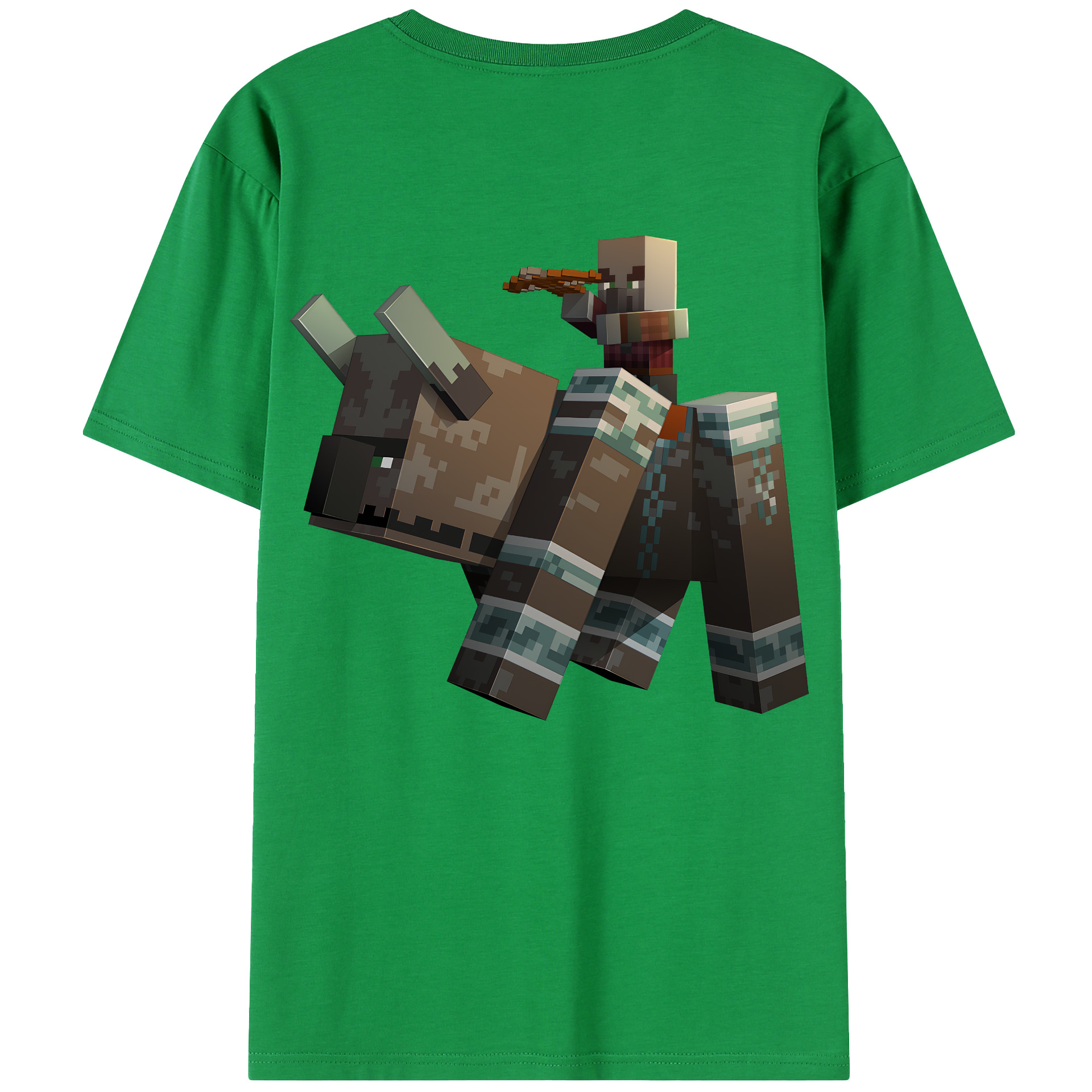 （画像用） マインクラフト ブロックの世界 Minecraft MC Block world 綿100％半袖Tシャツ（背面プリント）