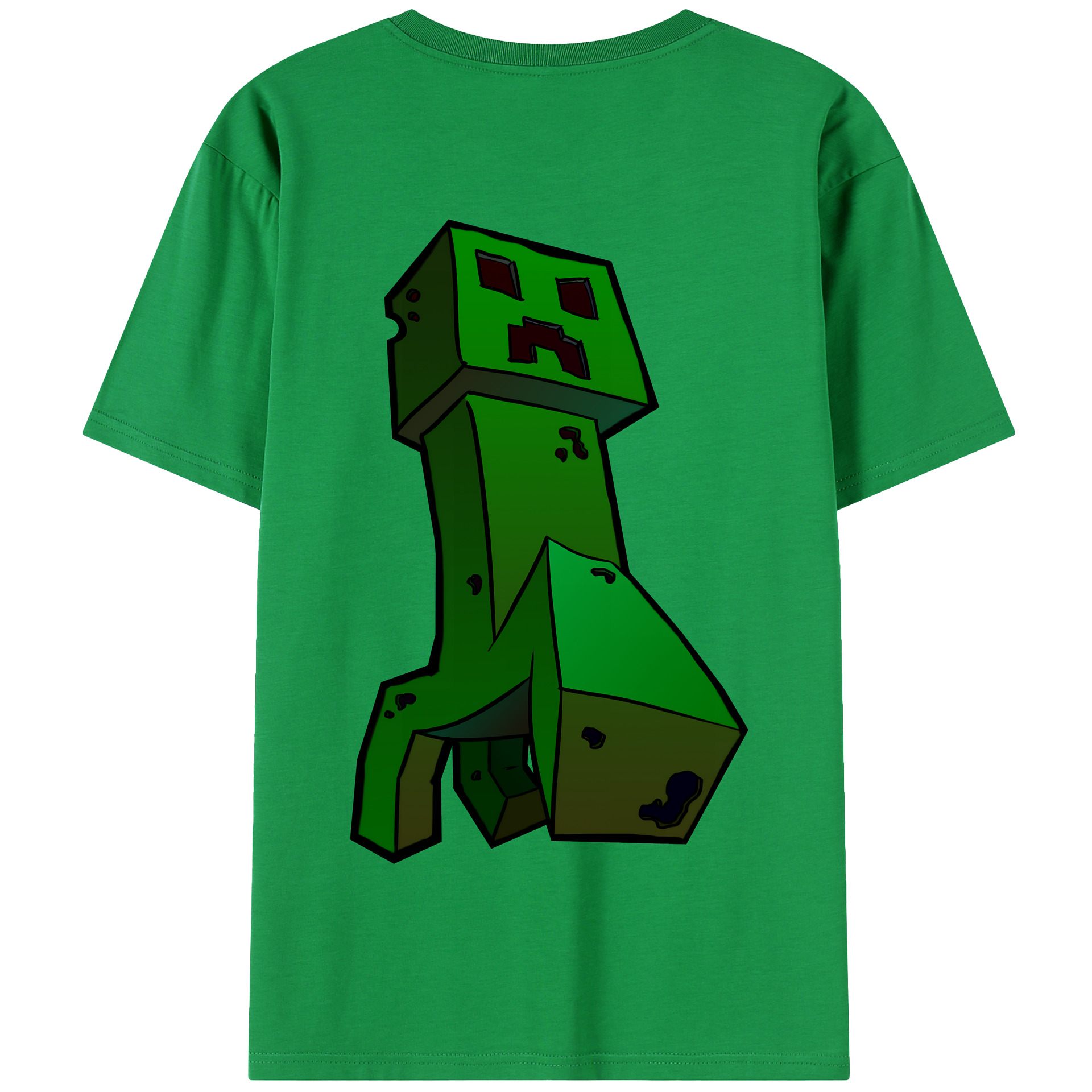 （画像用） マインクラフト ブロックの世界 Minecraft MC Block world 綿100％半袖Tシャツ（背面プリント）