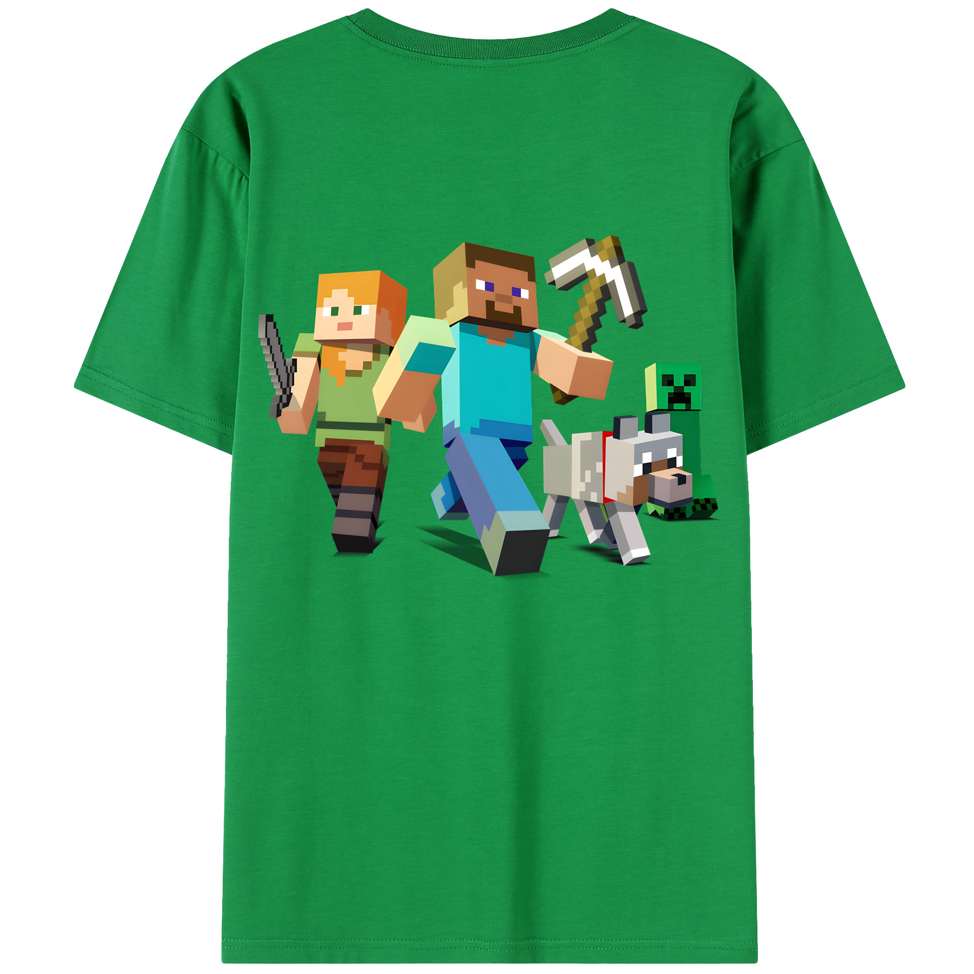 （画像用） マインクラフト ブロックの世界 Minecraft MC Block world 綿100％半袖Tシャツ（背面プリント）