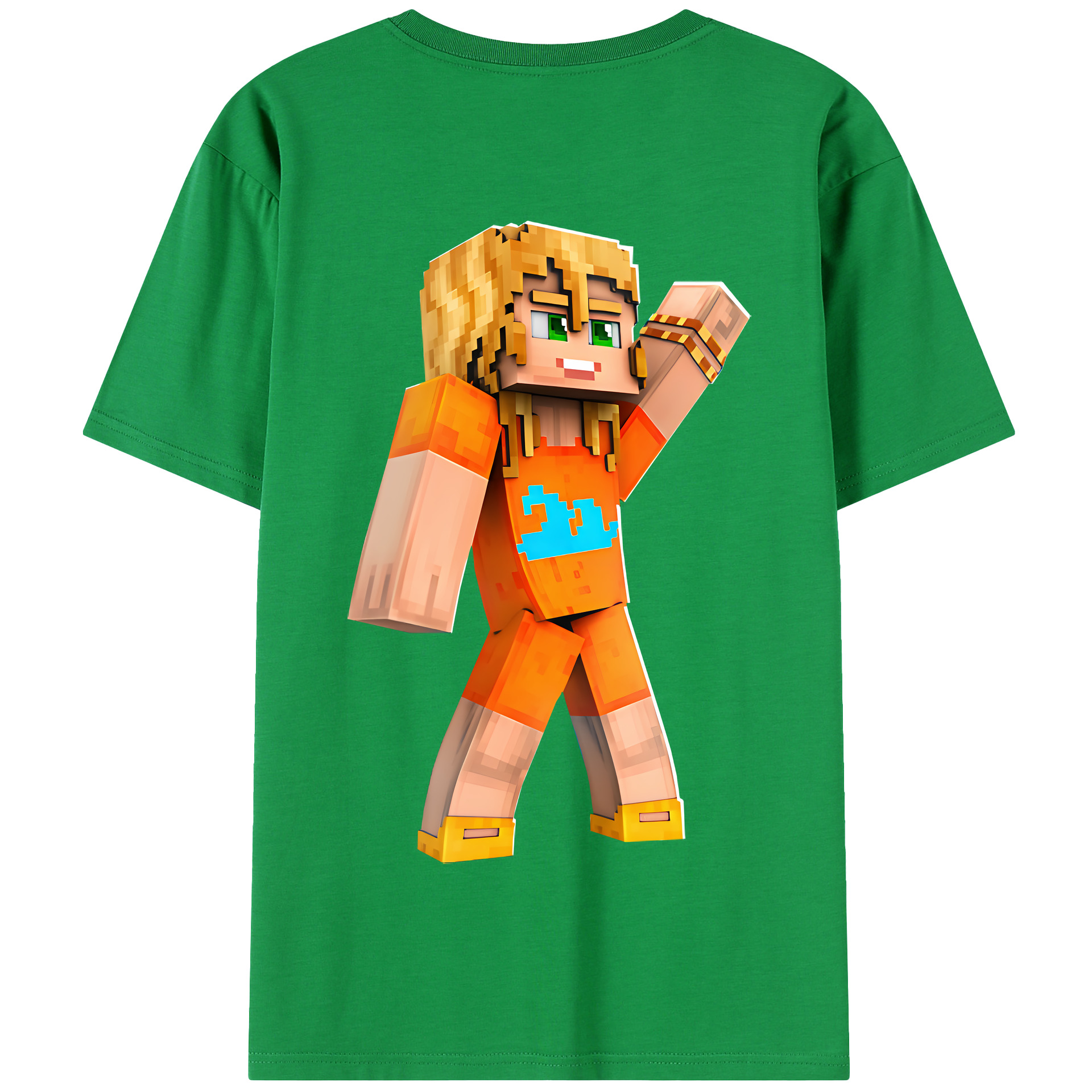 （画像用） マインクラフト ブロックの世界 Minecraft MC Block world 綿100％半袖Tシャツ（背面プリント）