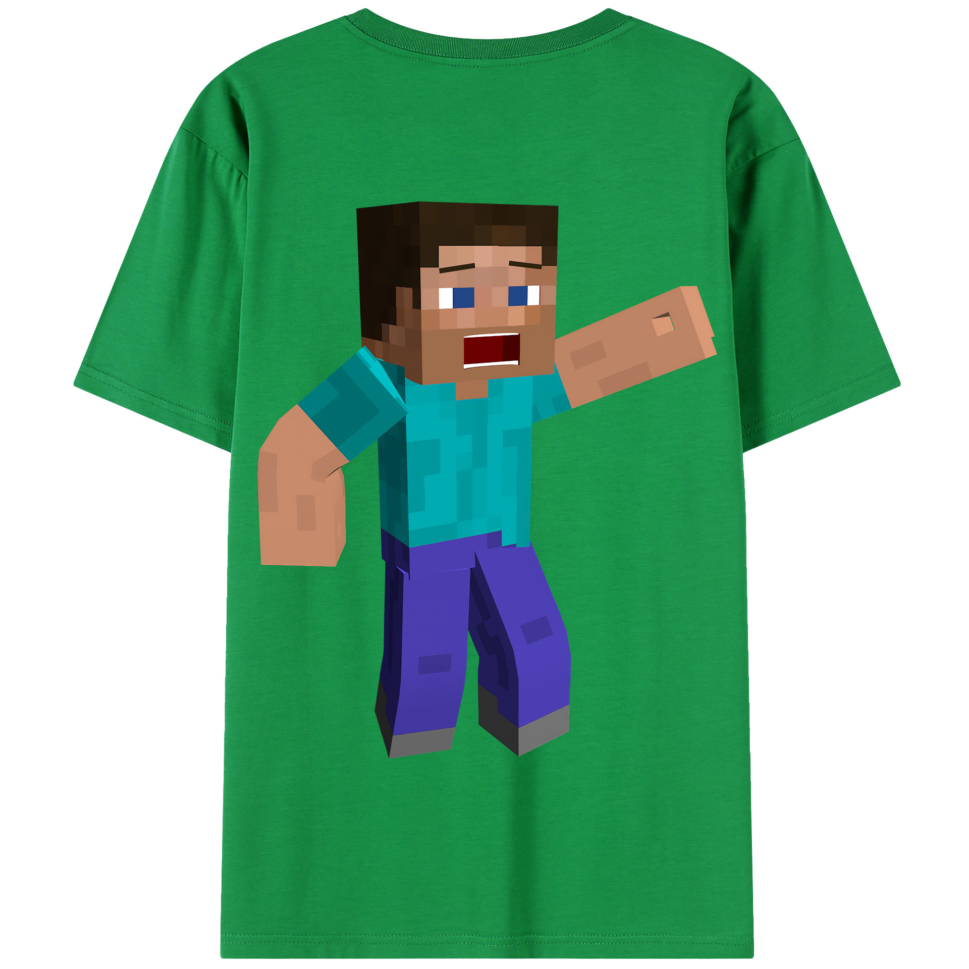 （画像用） マインクラフト ブロックの世界 Minecraft MC Block world 綿100％半袖Tシャツ（背面プリント）