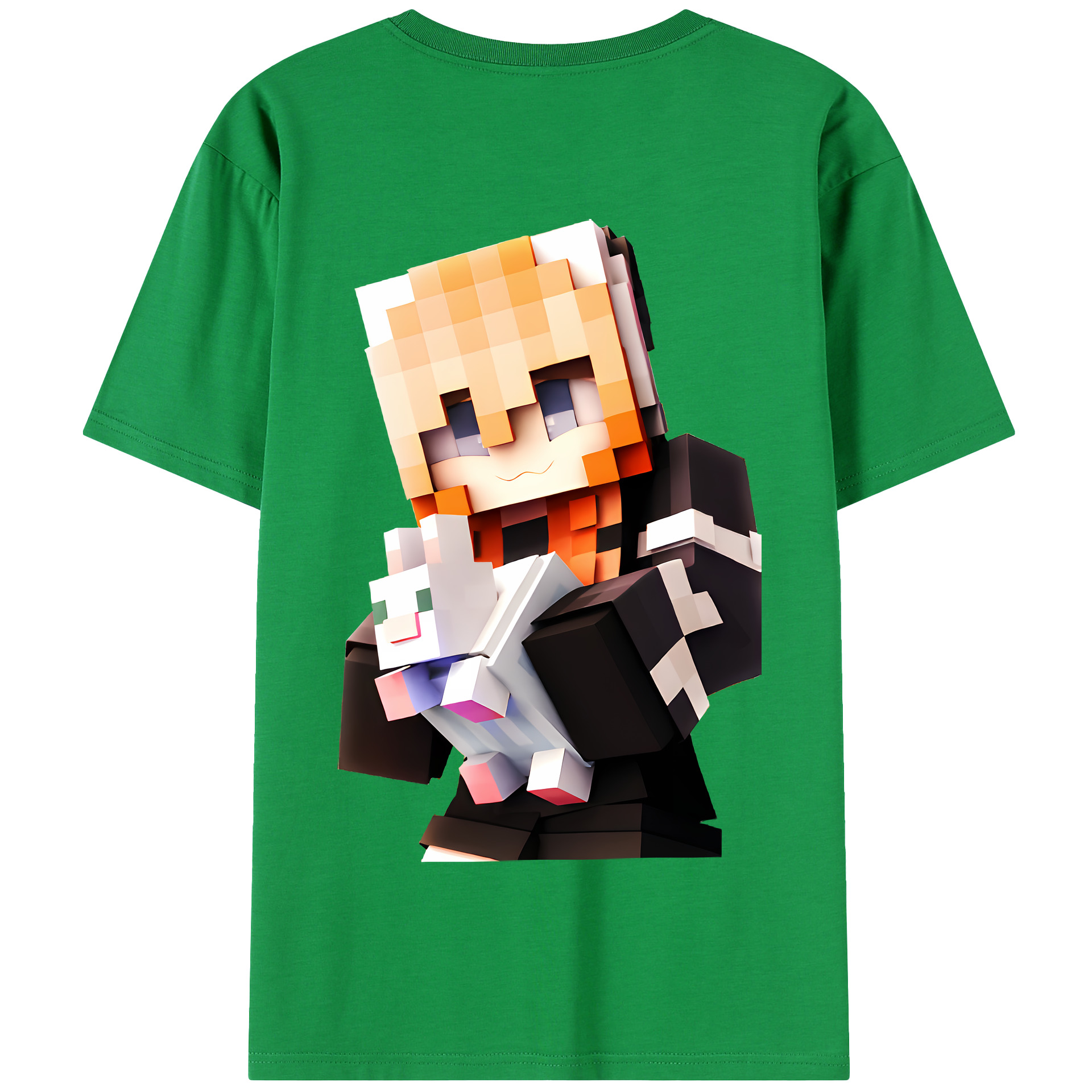 （画像用） マインクラフト ブロックの世界 Minecraft MC Block world 綿100％半袖Tシャツ（背面プリント）
